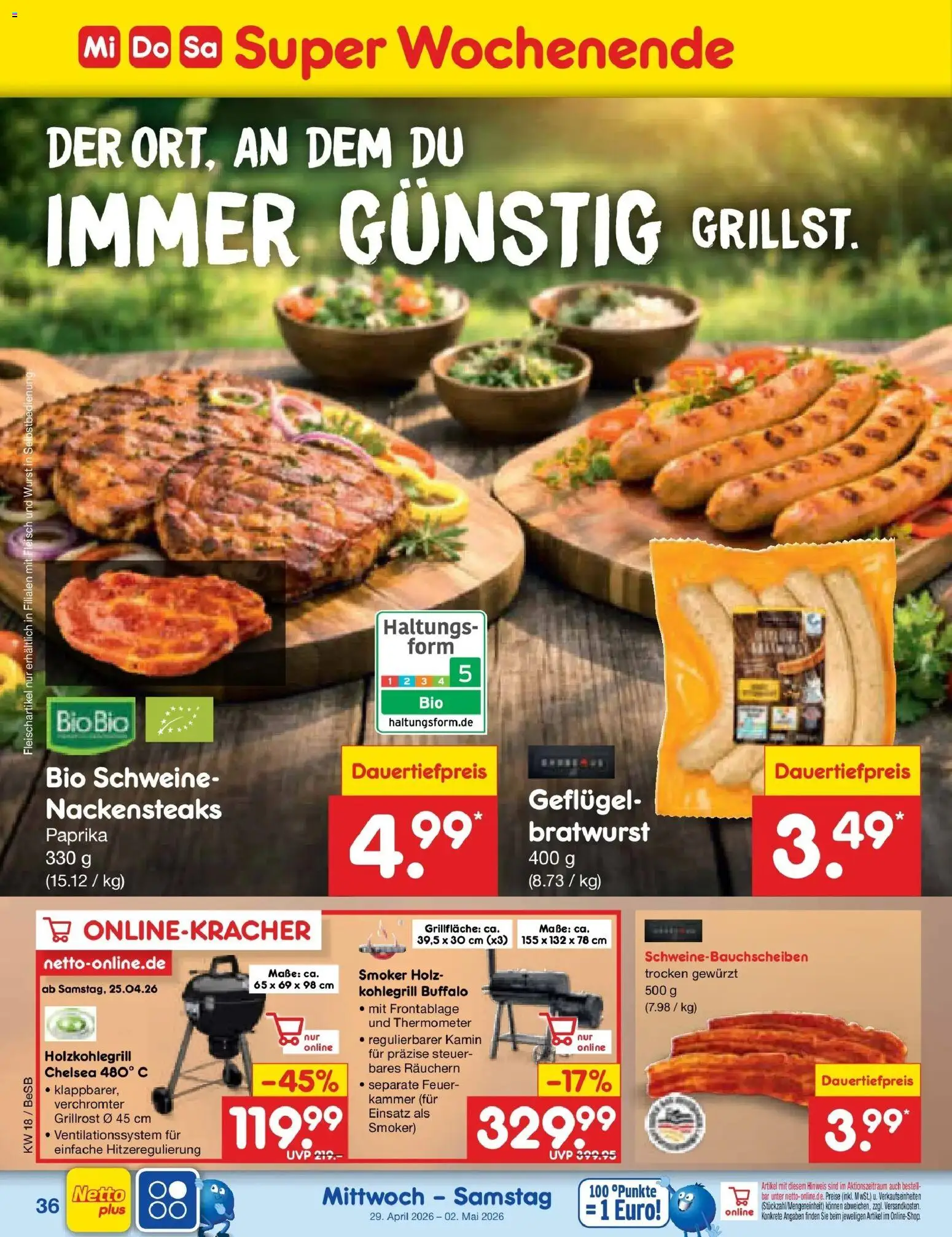 Netto Marken-Discount Prospekt Kremmen	 – gültig ab 27.04.2026 | Seite: 50 | Produkte: Nackensteaks, Kamin, Bratwurst, Paprika
