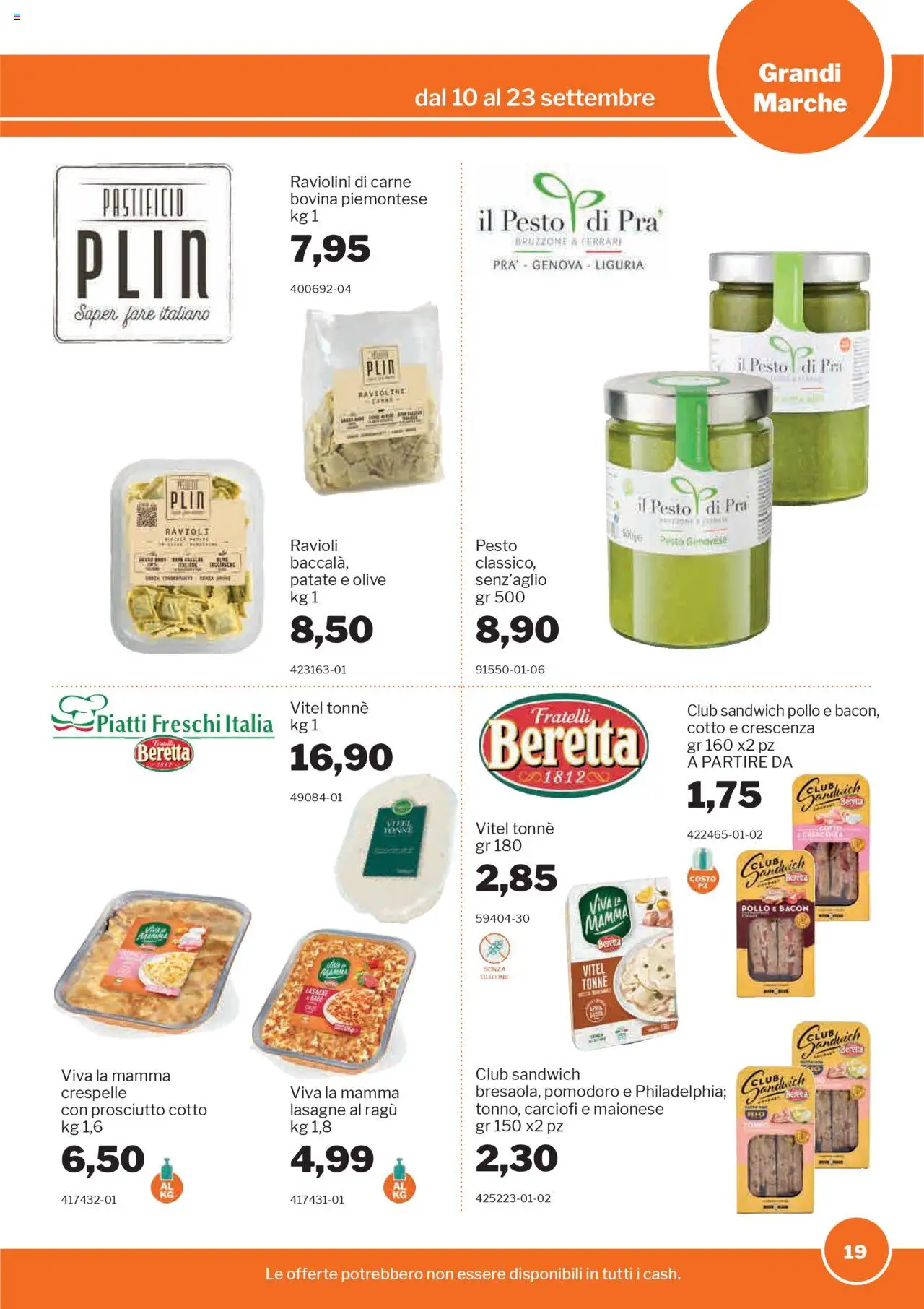 Volantino Sogegross del 10.09.2025 | Pagina: 19 | Prodotti: Olive, Prosciutto, Carciofi, Ravioli