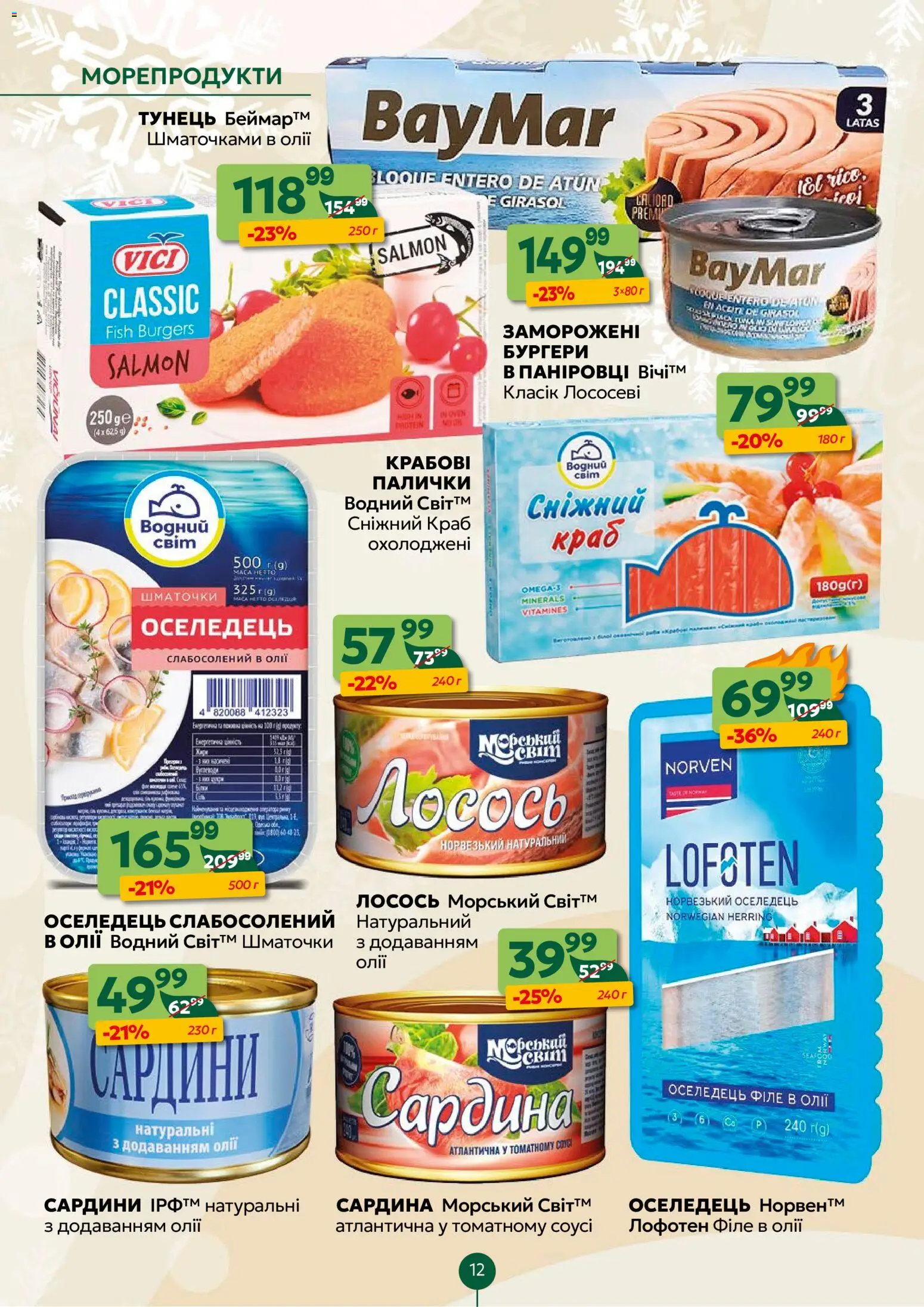 Близенько Kаталог - дійснийкції з 05.01.2026 | Сторінка: 12 | Товари: Соус, Морепродукти, Тунець, Сардини