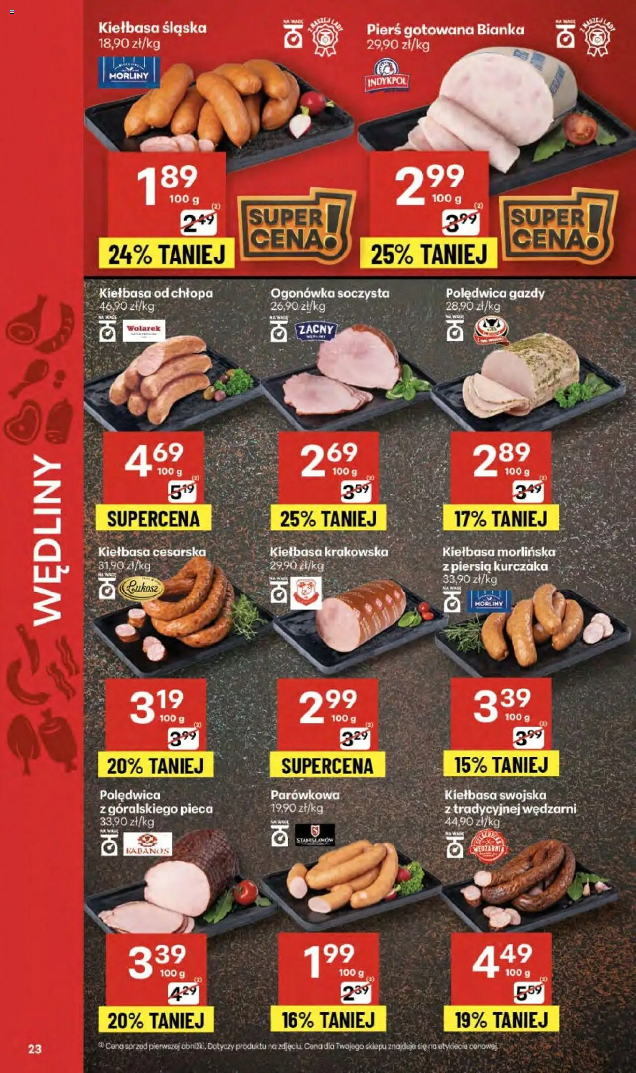Delikatesy Centrum Gazetka od 11.09.2025 | Strona: 23 | Produkty: Kiełbasa, Kiełbasa krakowska, Kiełbasa śląska, Wędliny