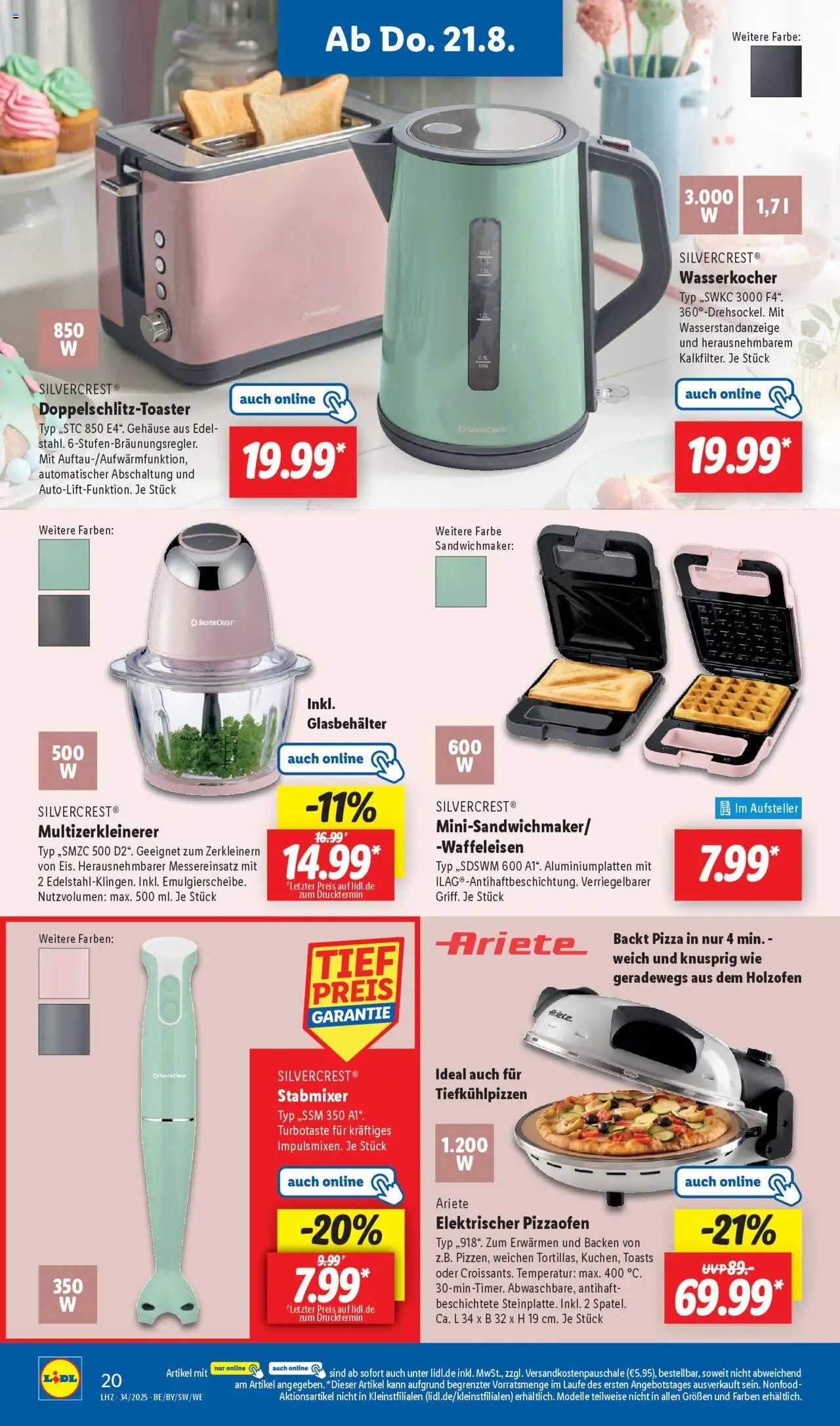 Lidl Prospekt Aarbergen - gültig ab dem 18.08.2025 | Seite: 16 | Produkte: Sandwichmaker, Pizza, Waffeleisen, Stabmixer