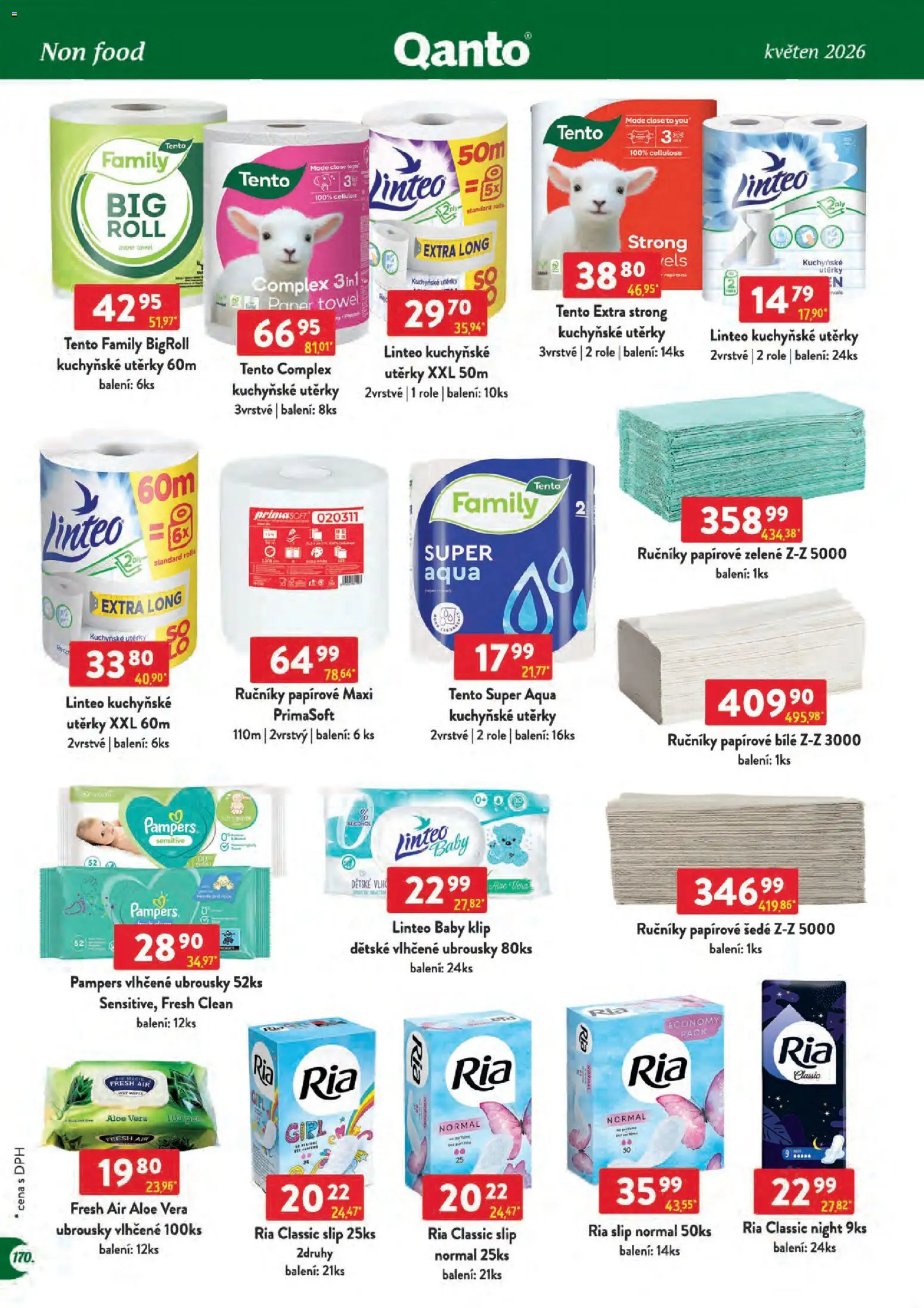 Astur & Qanto leták - Velkoobchod 05/2026 od 01.05.2026 | Strana: 170 | Produkty: Kuchyňské utěrky, Pampers, Ručníky, Aloe vera
