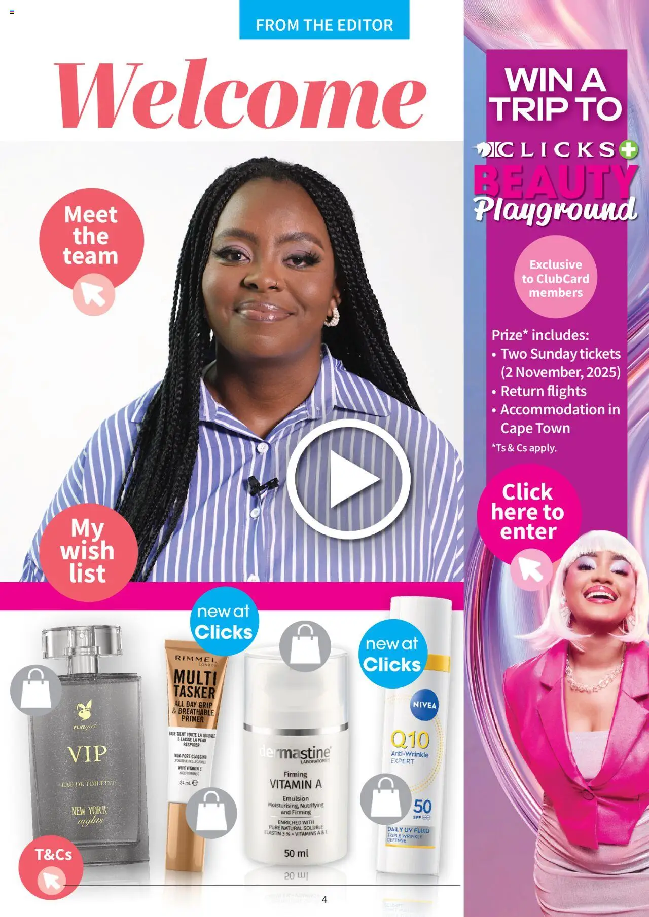 New Clicks catalogue – valid from 01.10.2025 | Page: 4 | Products: Primer, Vitamins, Eau de toilette