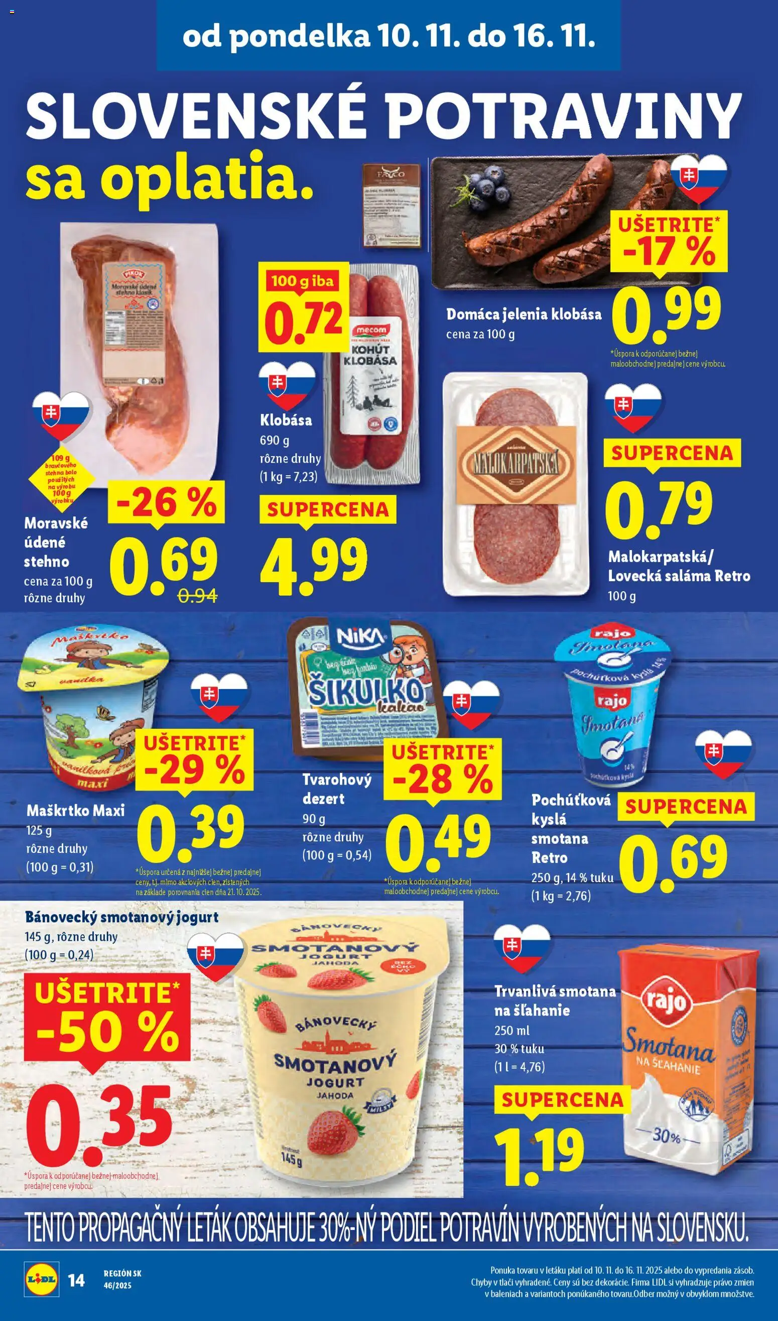 Nové Lidl akcie – leták je platný od 13.11.2025 | Strana: 60 | Produkty: Jogurt, Saláma, Klobása, Smotana