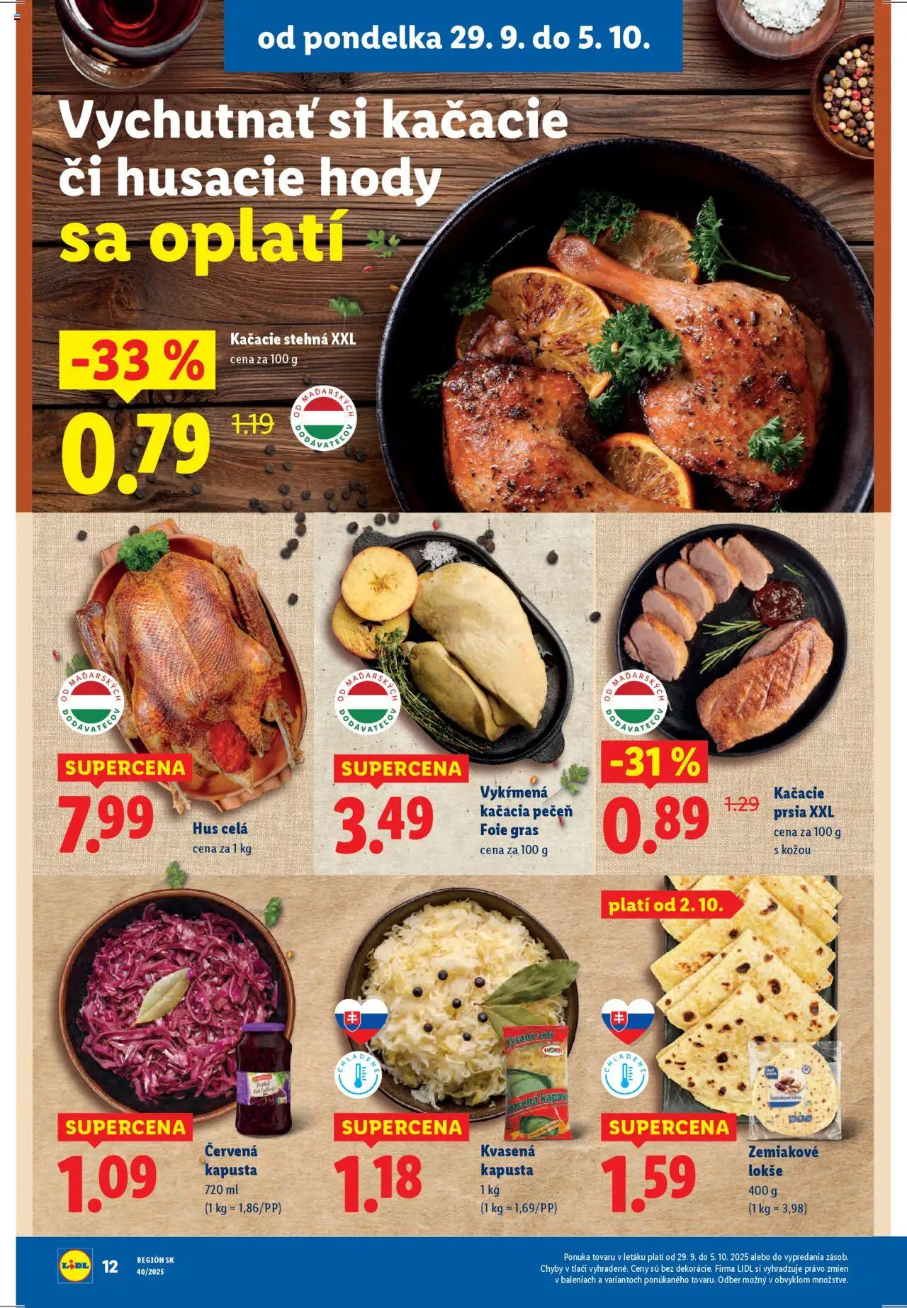 Nové Lidl akcie – leták je platný od 29.09.2025 | Strana: 16 | Produkty: Kapusta, Kačacie prsia, Kačacie stehná, Kapusta červená
