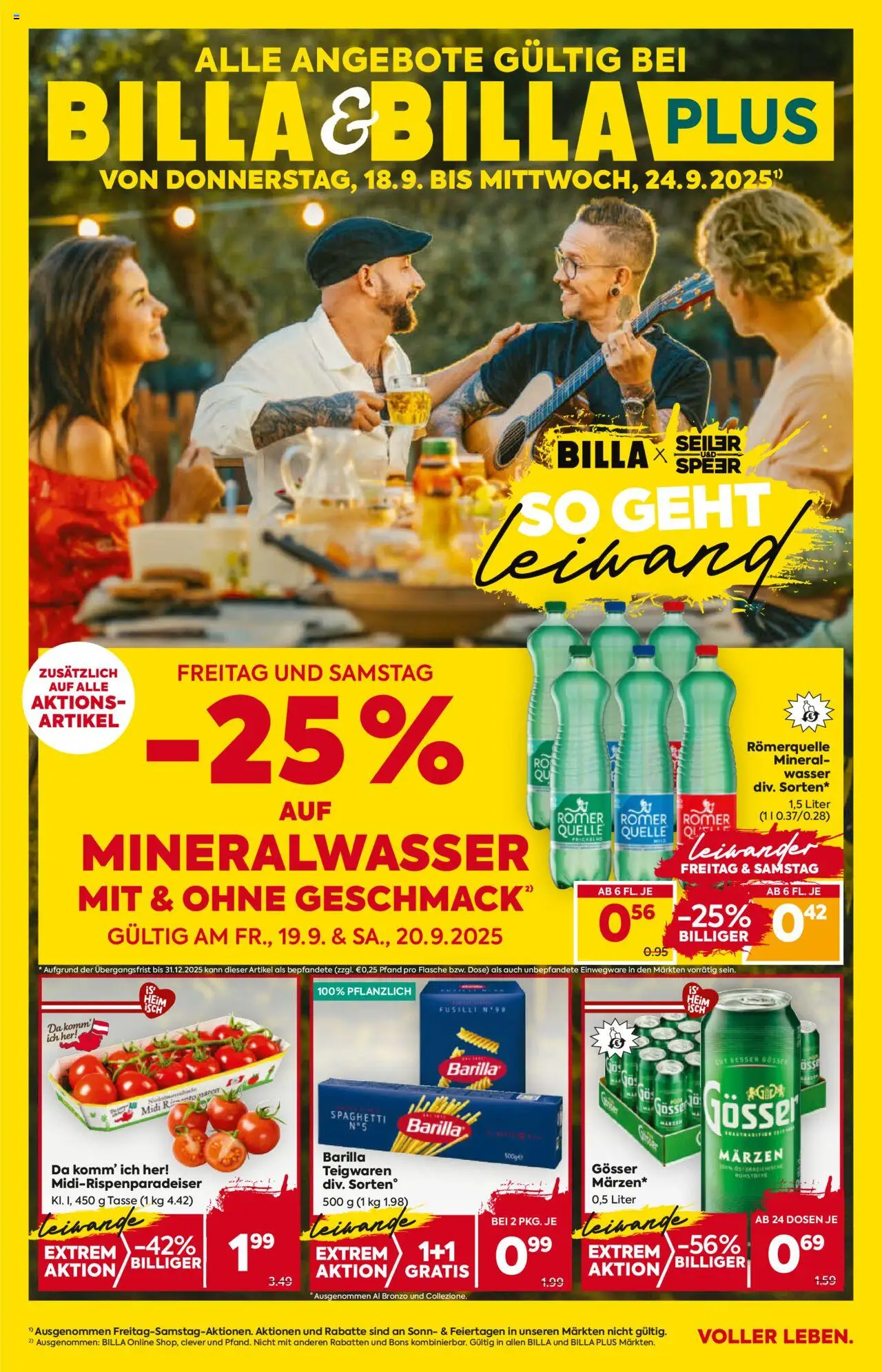 Billa AT akciós ujság - amely érvényes a következő dátumtól: 18.09.2025 | Oldal: 1 | Termékek: Gösser, Só
