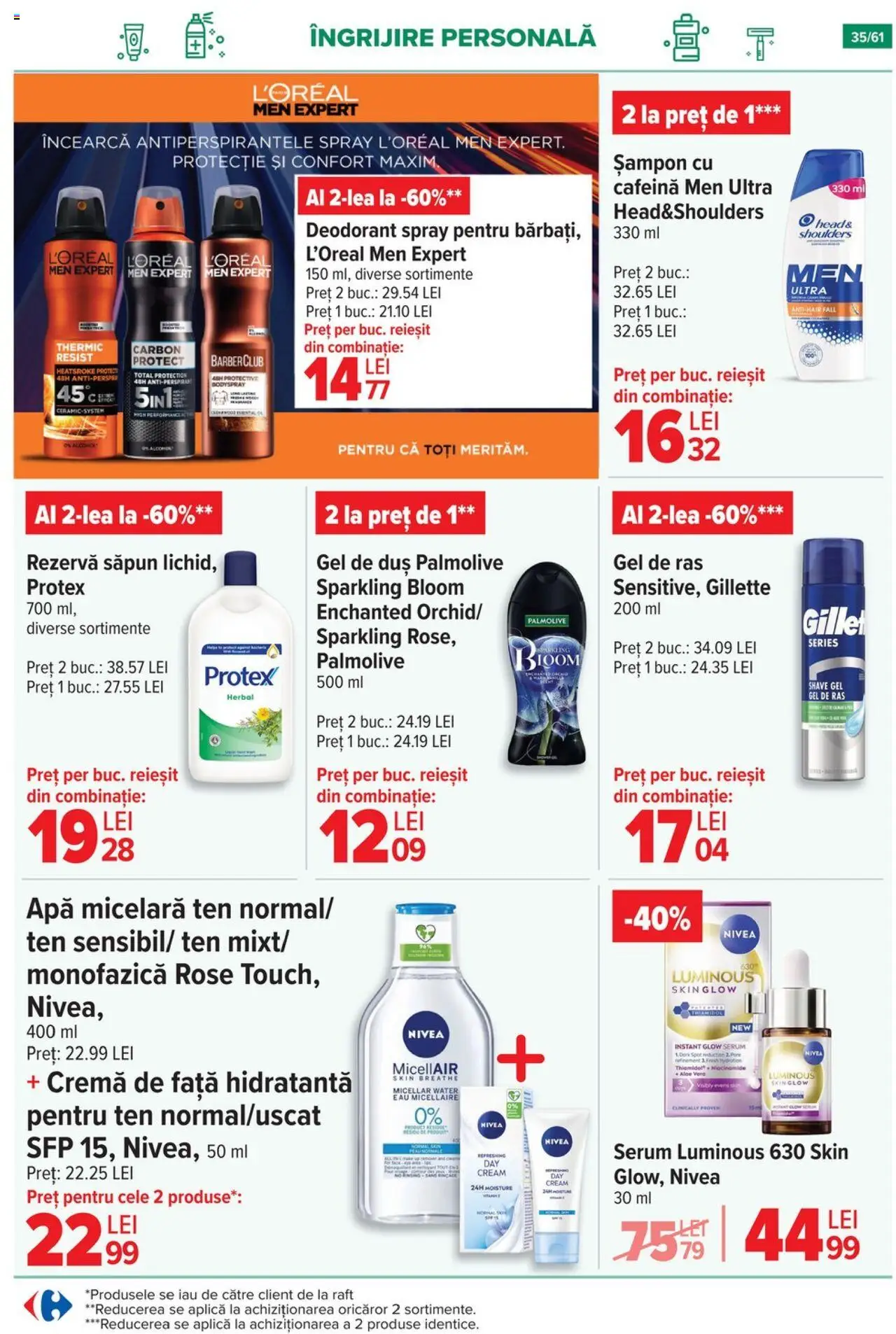 Catalog Carrefour – valabil de la 20.08.2025 | Pagină: 36 | Produse: Gel de ras, Șampon, Gel de duș, Apă