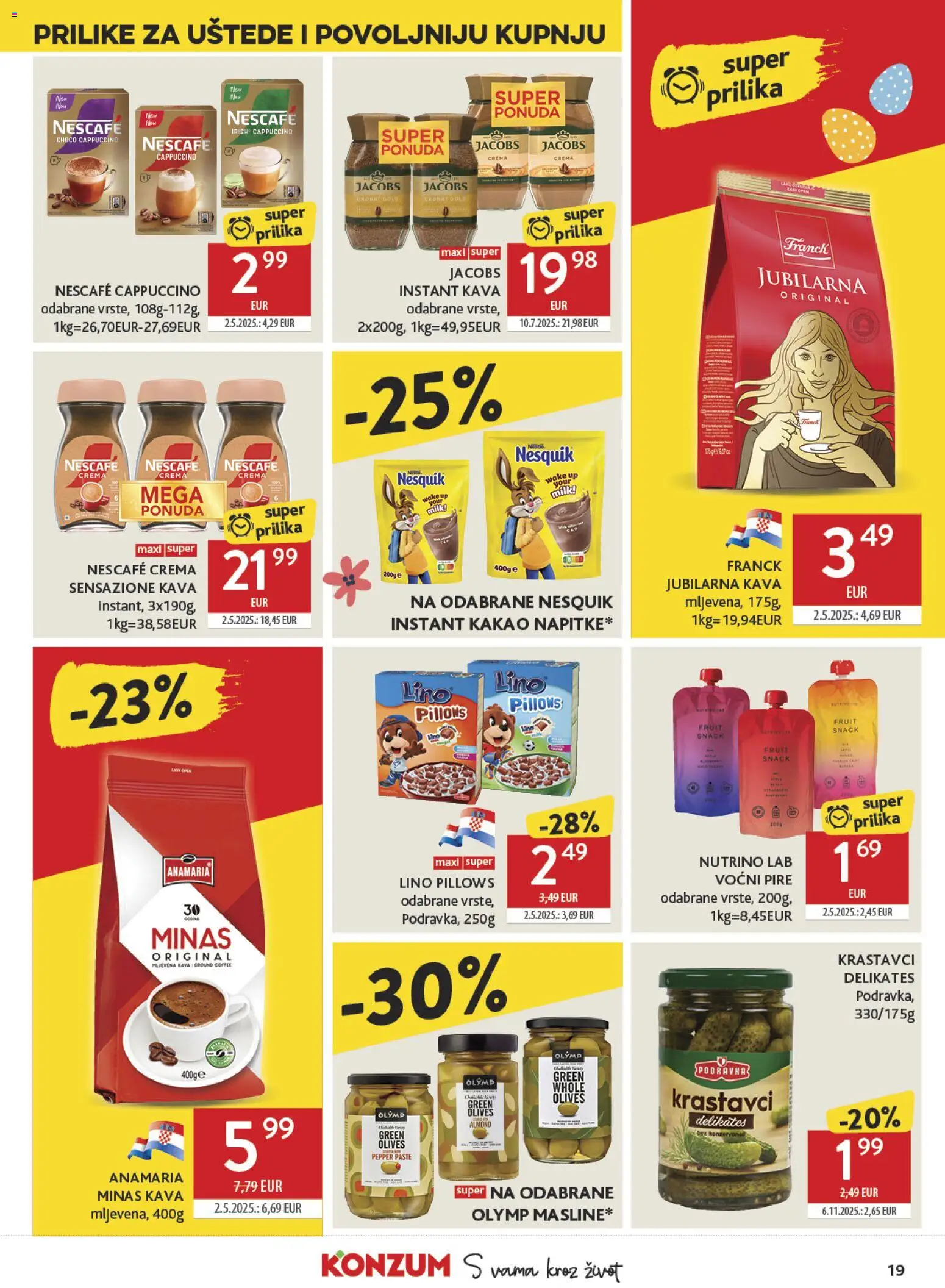 Konzum HR akciós ujság - amely érvényes a következő dátumtól: 01.04.2026 | Oldal: 19 | Termékek: Nescafé, Cappuccino, Nesquik
