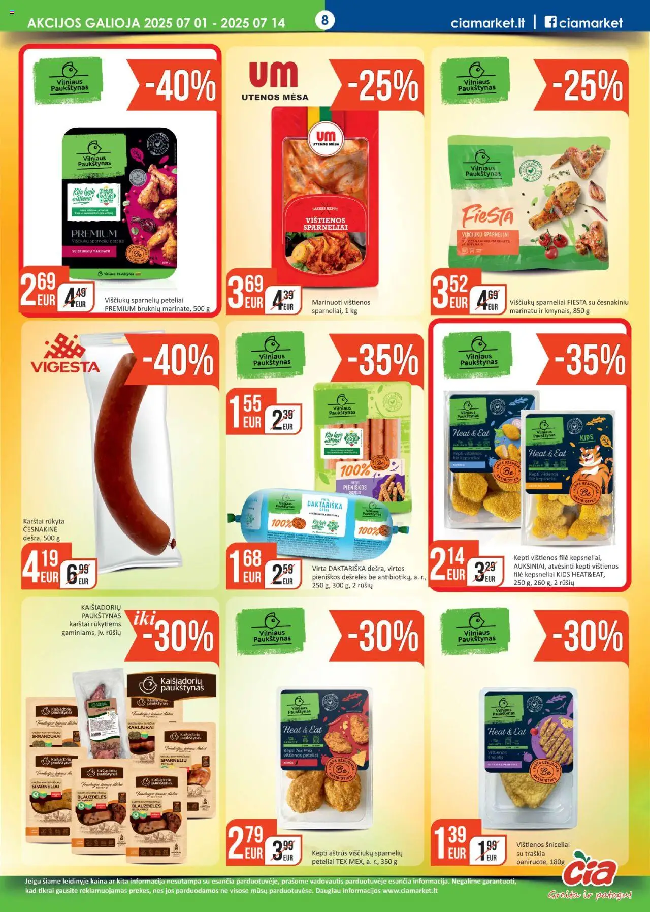 ČIA MARKET leidinys│galioja nuo 01.07.2025 | Puslapis: 8 | Prekių: Vištienos, Dešrelės, Viščiukų