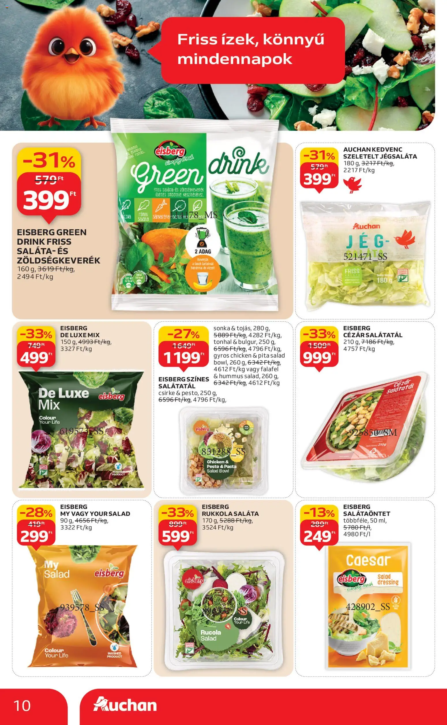 Auchan akciós ujság - amely érvényes a következő dátumtól: 08.01.2026 | Oldal: 10 | Termékek: Tonhal, Sonka, Pita, Saláta