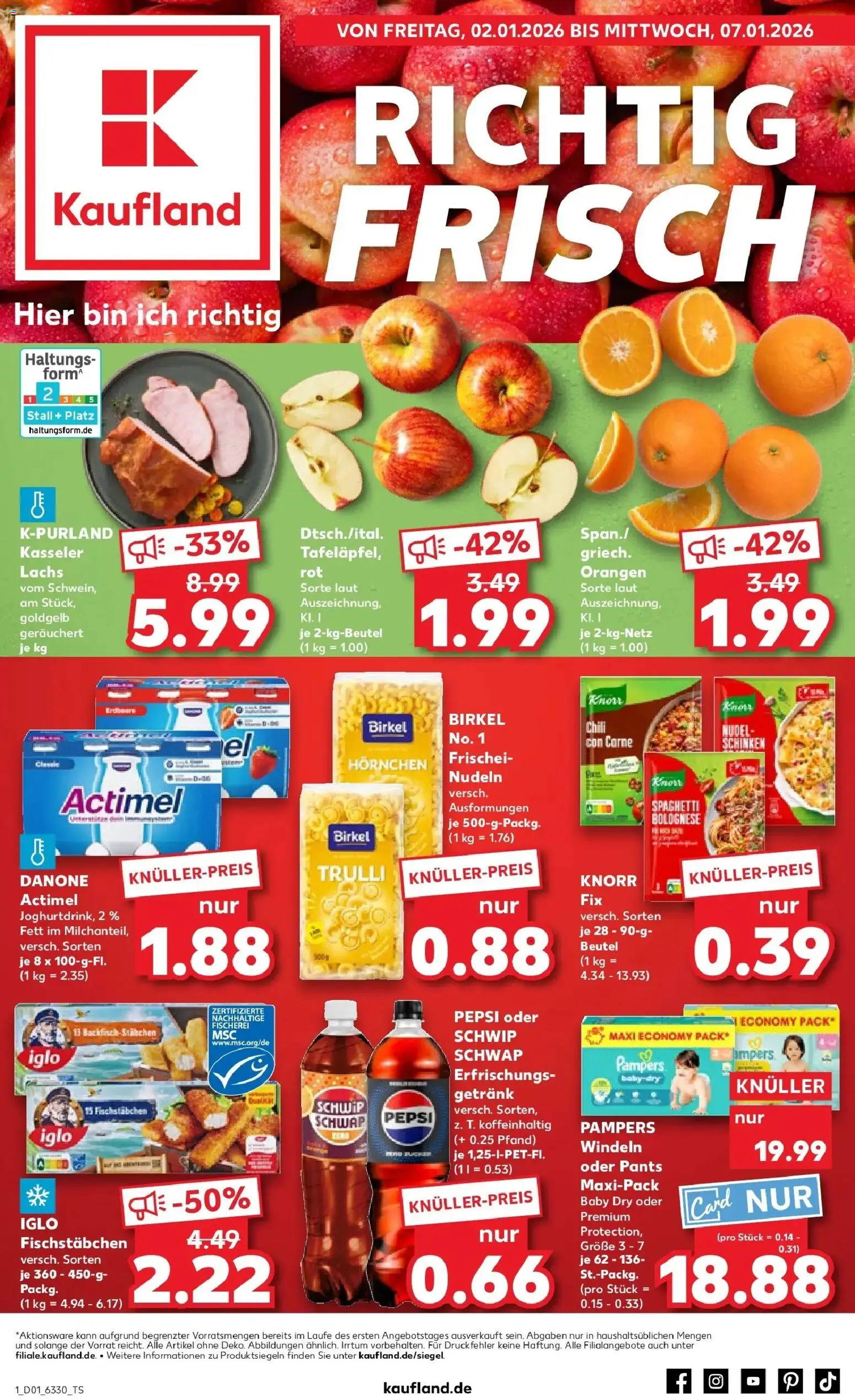 Kaufland prospekt Gifhorn	 – gültig ab 02.01.2026 | Seite: 1 | Produkte: Lachs, Pasta, Schinken, Nudeln