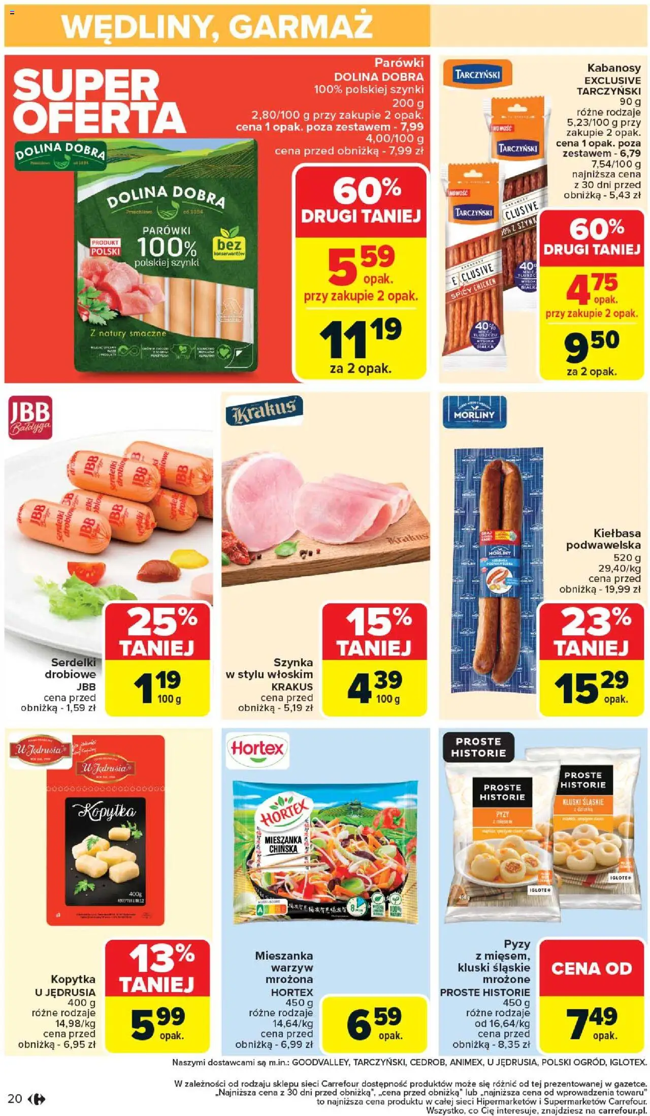 Carrefour Gazetka od 02.06.2025 | Strona: 22 | Produkty: Kiełbasa, Kabanosy, Szynka, Mieszanka chińska
