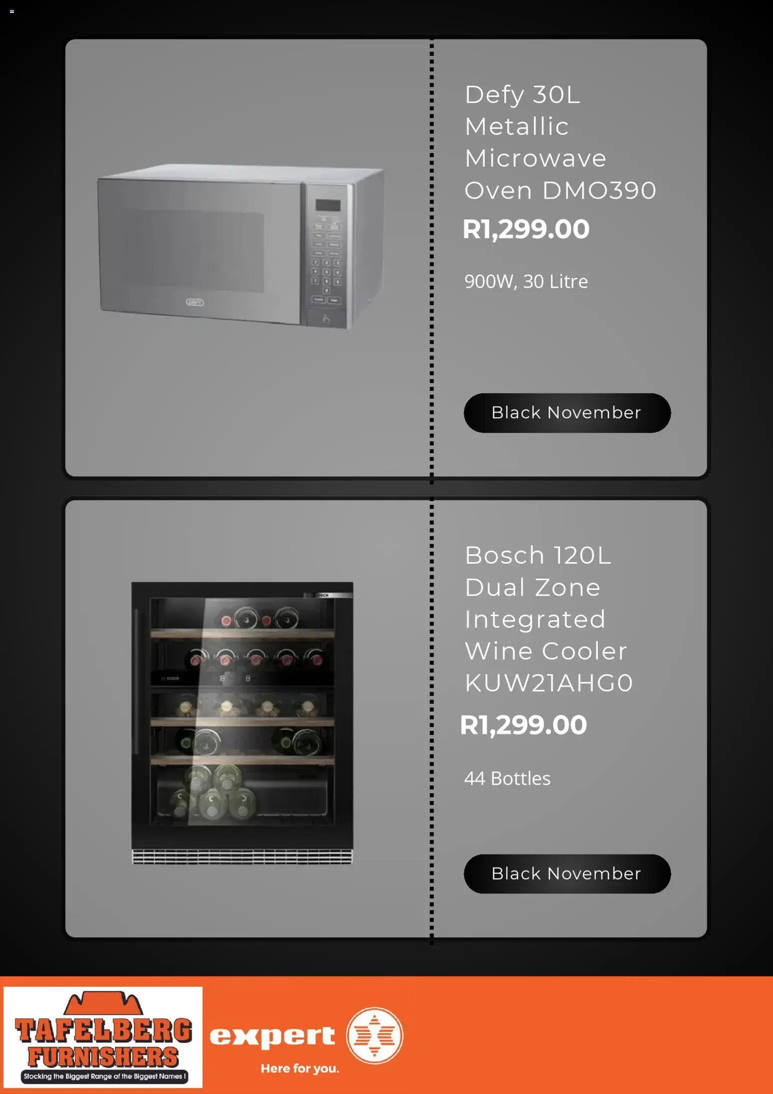 New Tafelberg Furnishers catalogue – valid from 24.10.2025 | Page: 3 | Products: Oven, Microwave, Cooler, Wine