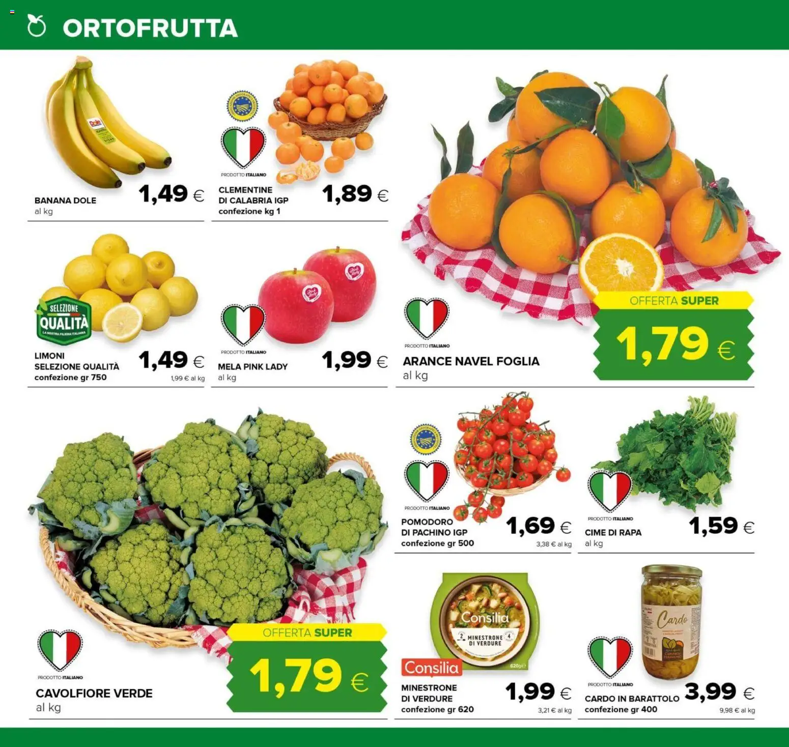 Volantino Oasi del 01.12.2025 | Pagina: 10 | Prodotti: Minestrone, Arance, Pomodoro, Cavolfiore