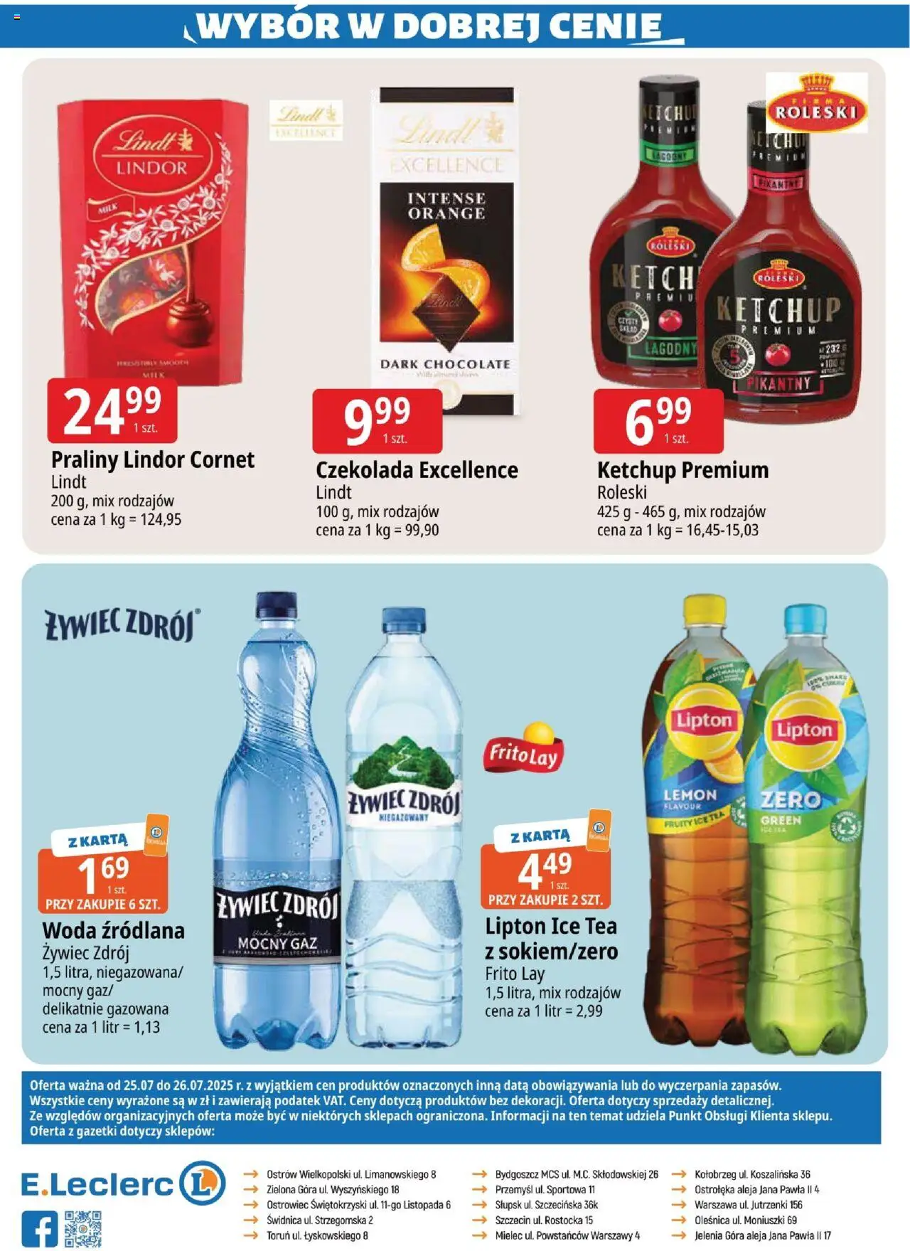 E.Leclerc Gazetka - Zielona Góra od 25.07.2025 | Strona: 2 | Produkty: Karta, Ketchup, Ice Tea, Woda źródlana