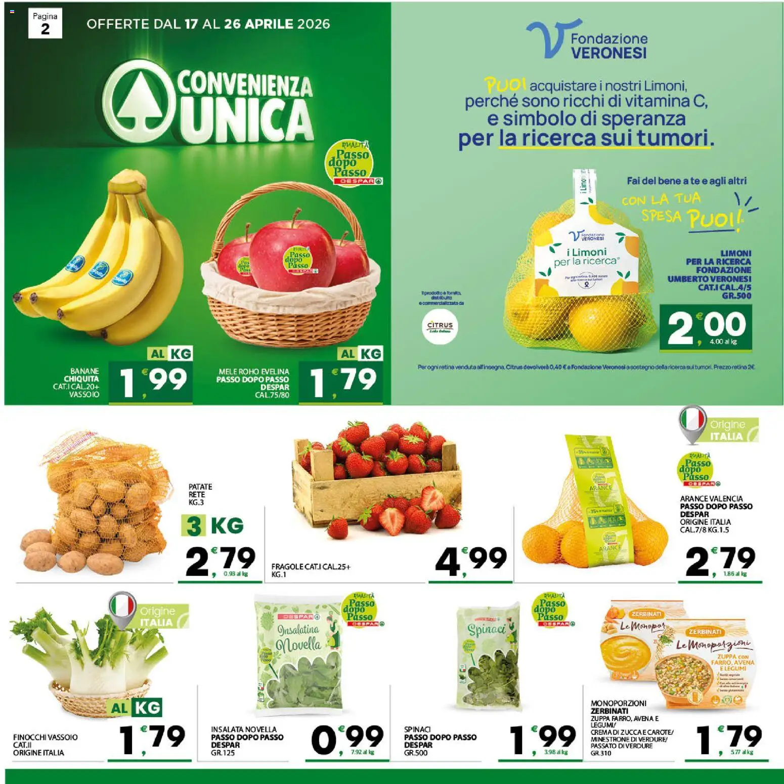 Volantino Eurospar del 17.04.2026 | Pagina: 2 | Prodotti: Mele, Arance, Patate, Vassoio