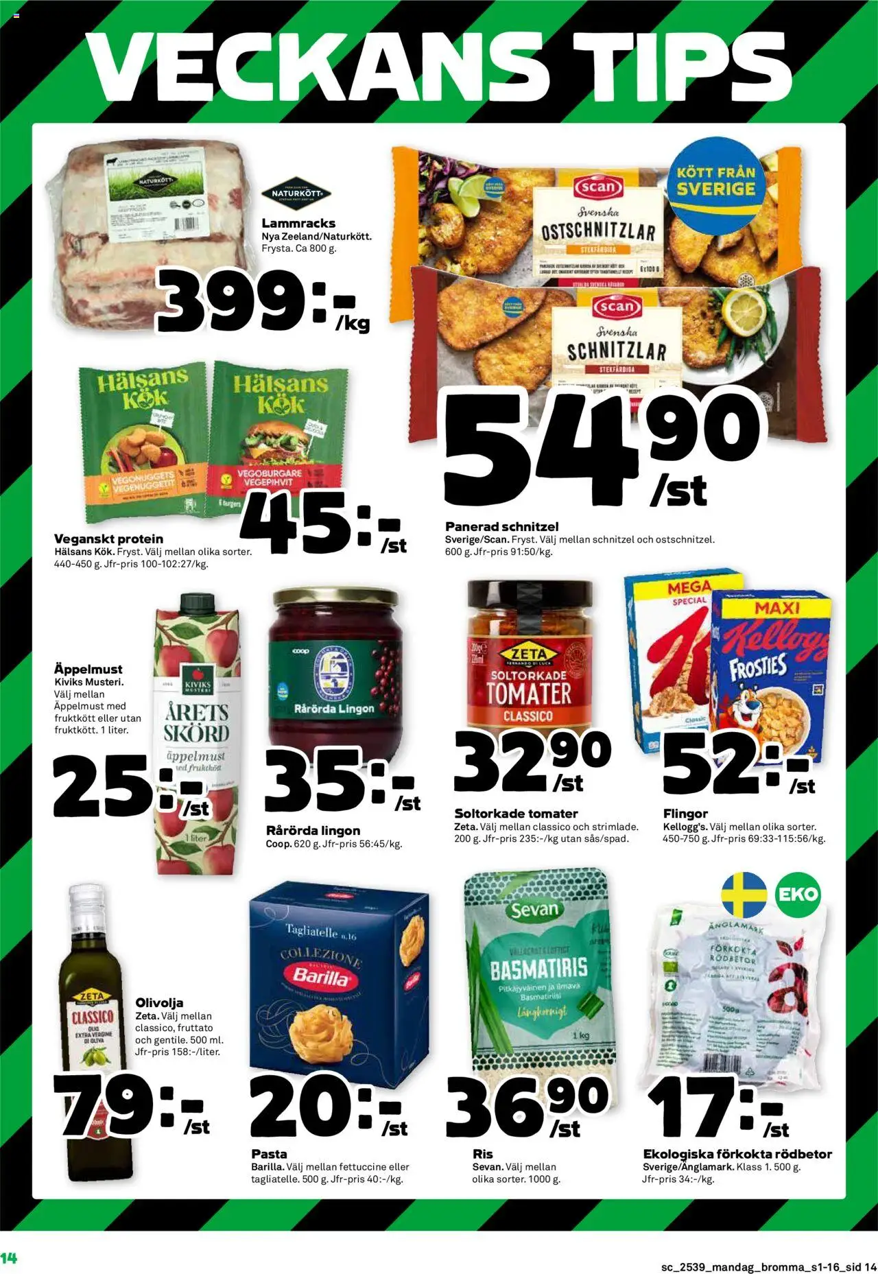 Stora Coop reklamblad aktuell från 22.09.2025 | Sida: 14 | Produkter: Soltorkade tomater, Ved, Flingor, Pasta