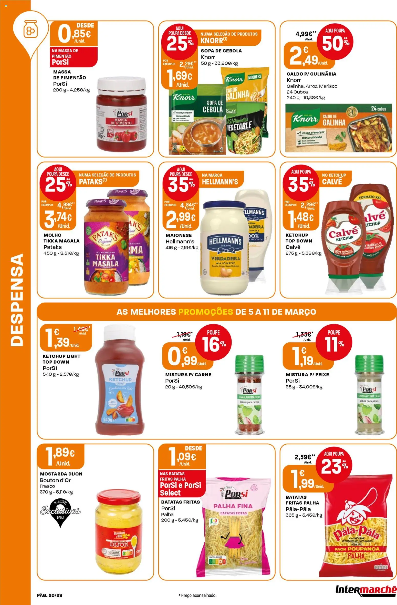 Intermarché Folheto Contact │ válido de 05.03.2026 | Página: 20 | Produtos: Pimentão, Cebola, Maionese, Batatas fritas