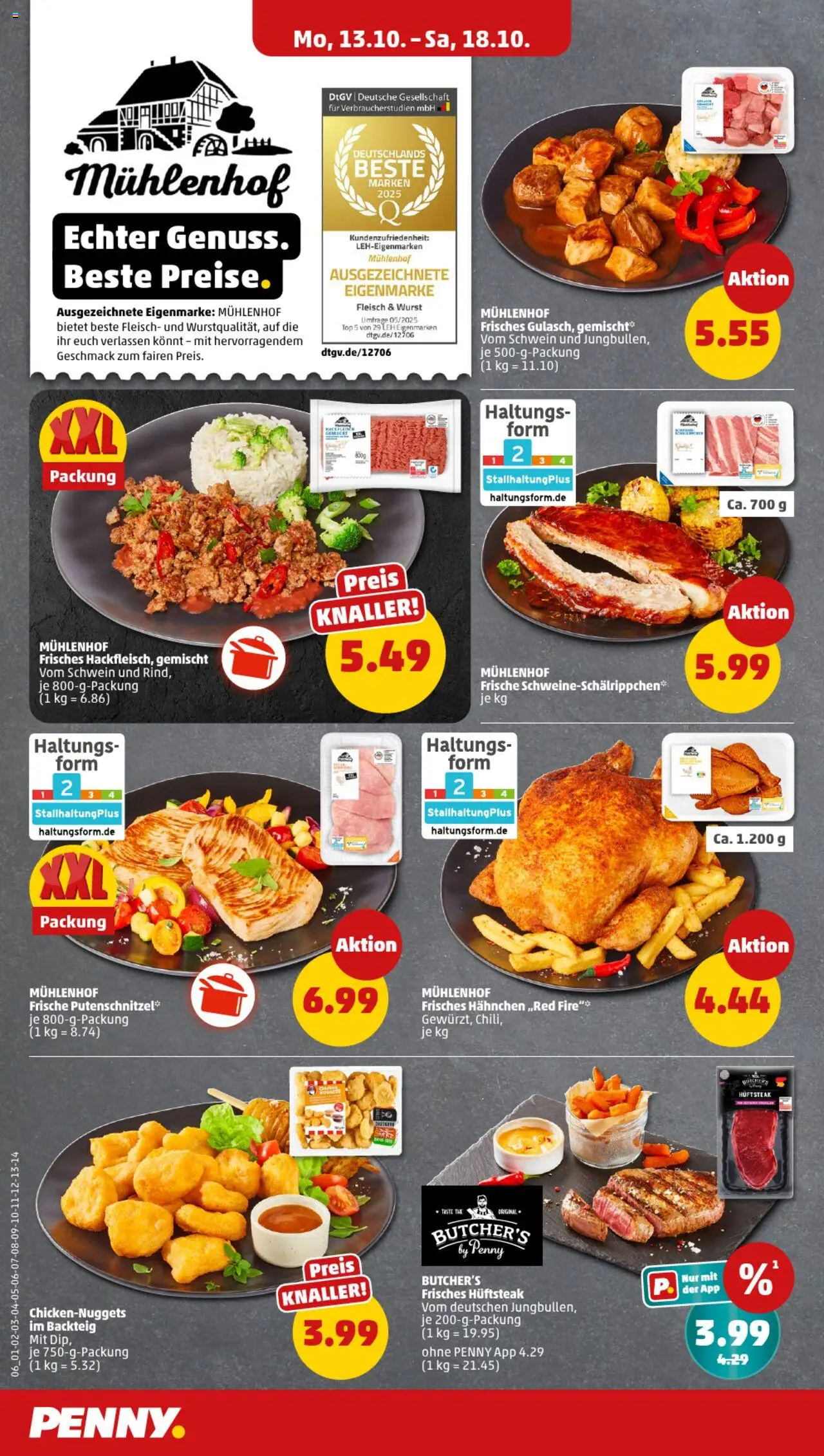 Penny Prospekt 	 – gültig ab 13.10.2025 | Seite: 10 | Produkte: Top, Hahnchen, Wurst, Fleisch