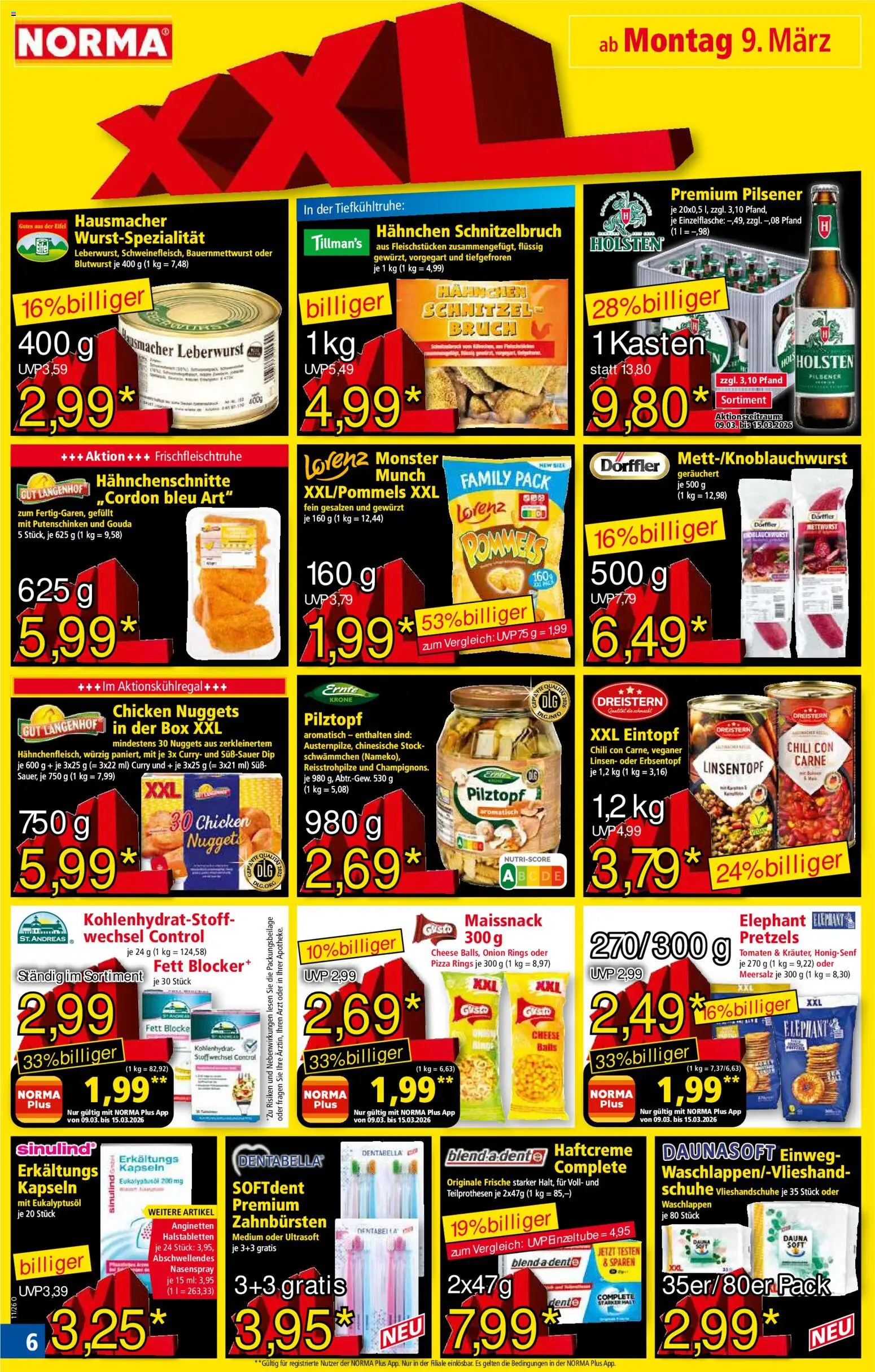 Norma Prospekt 	 – gültig ab 09.03.2026 | Seite: 6 | Produkte: Hahnchen, Box, Tomaten, Pizza