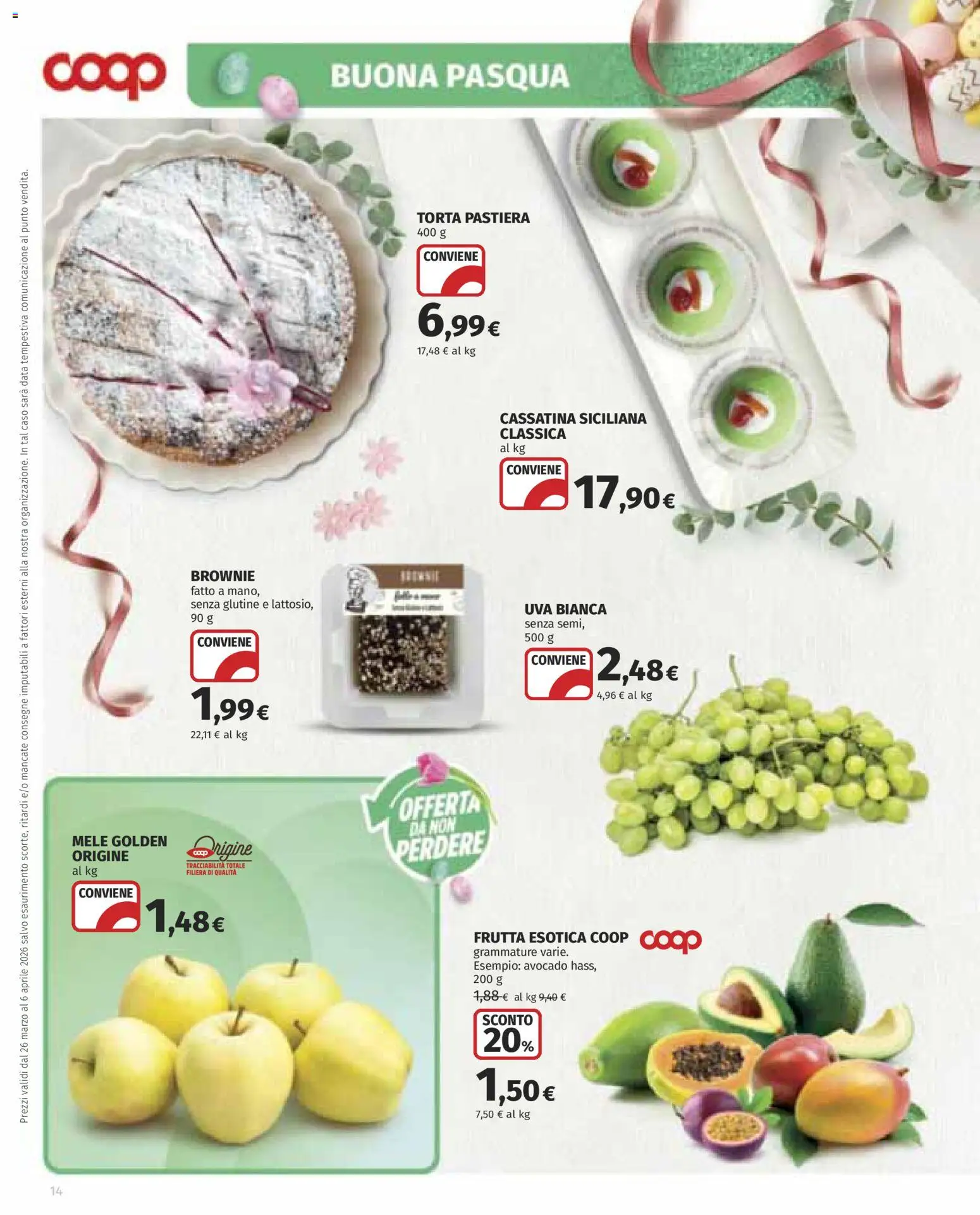Volantino COOP del 26.03.2026 | Pagina: 14 | Prodotti: Mele, Frutta, Uva, Data
