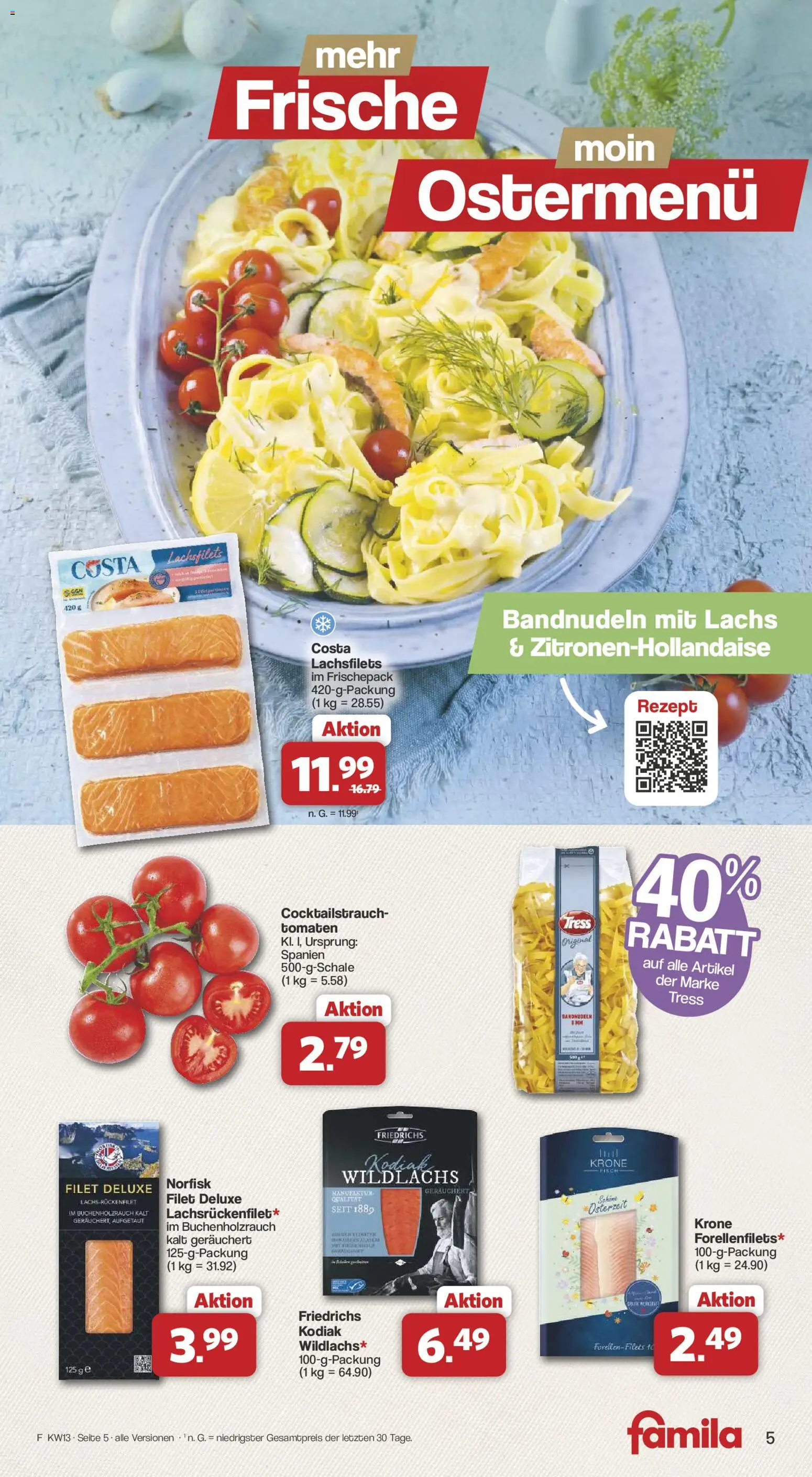 Famila Nordwest Sonderangebote – gültig ab 23.03.2026 | Seite: 5 | Produkte: Tomaten, Fisch, Lachs