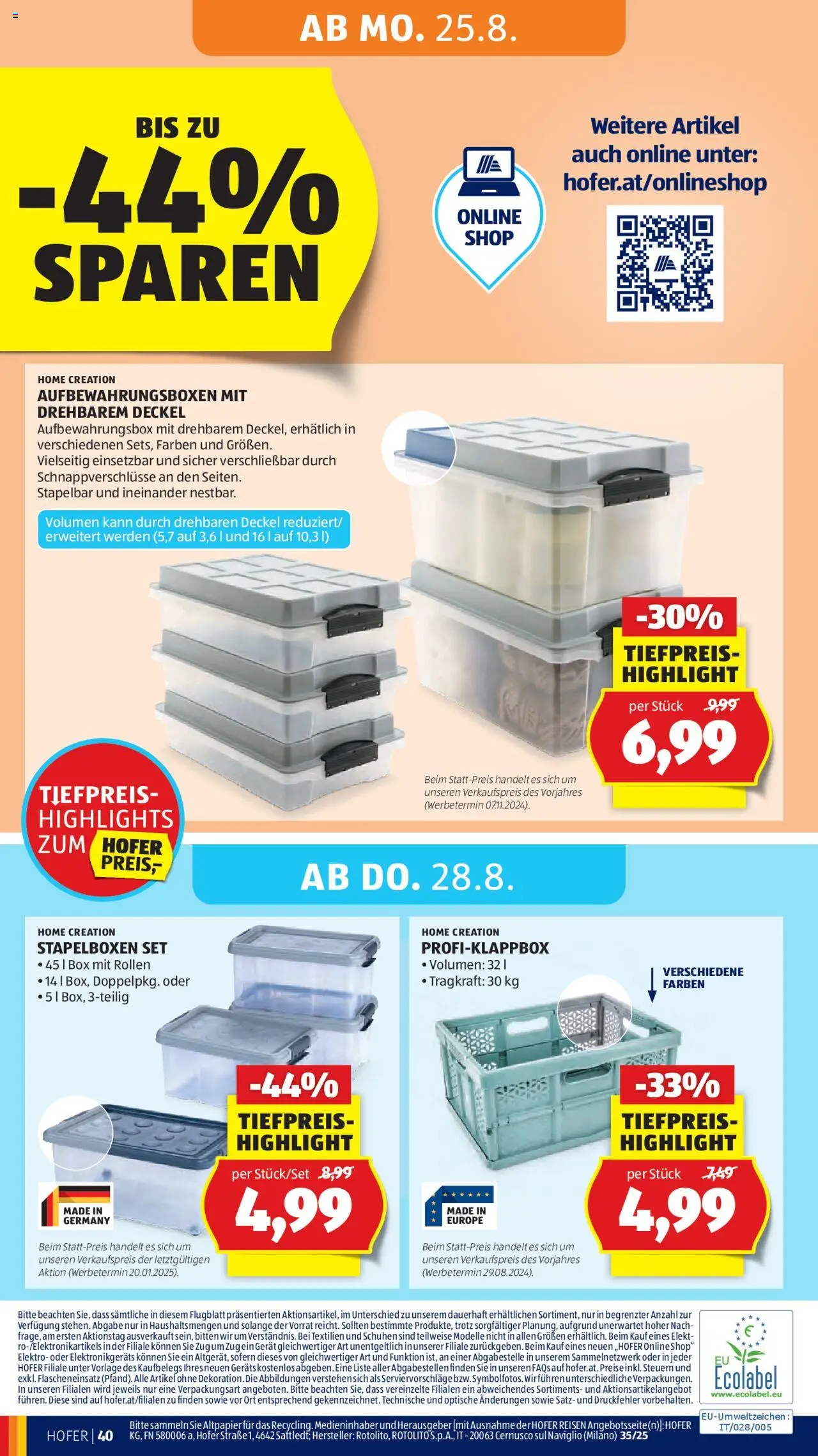 Hofer Flugblatt gültig ab 22.08.2025 | Seite: 44 | Produkte: Box