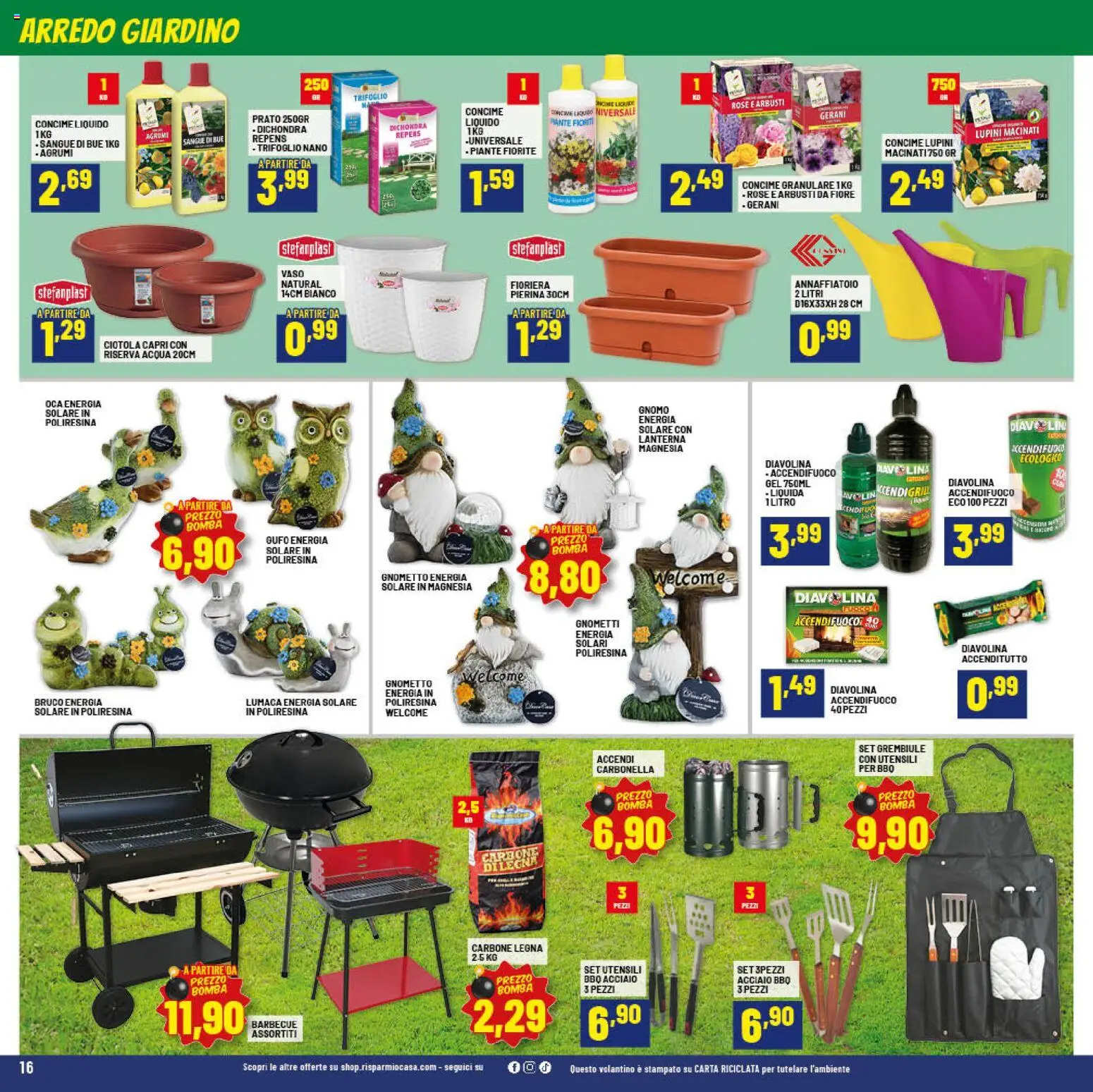 Volantino RisparmioCasa del 26.03.2026 | Pagina: 16 | Prodotti: Annaffiatoio, Acqua, Lanterna, Fioriera