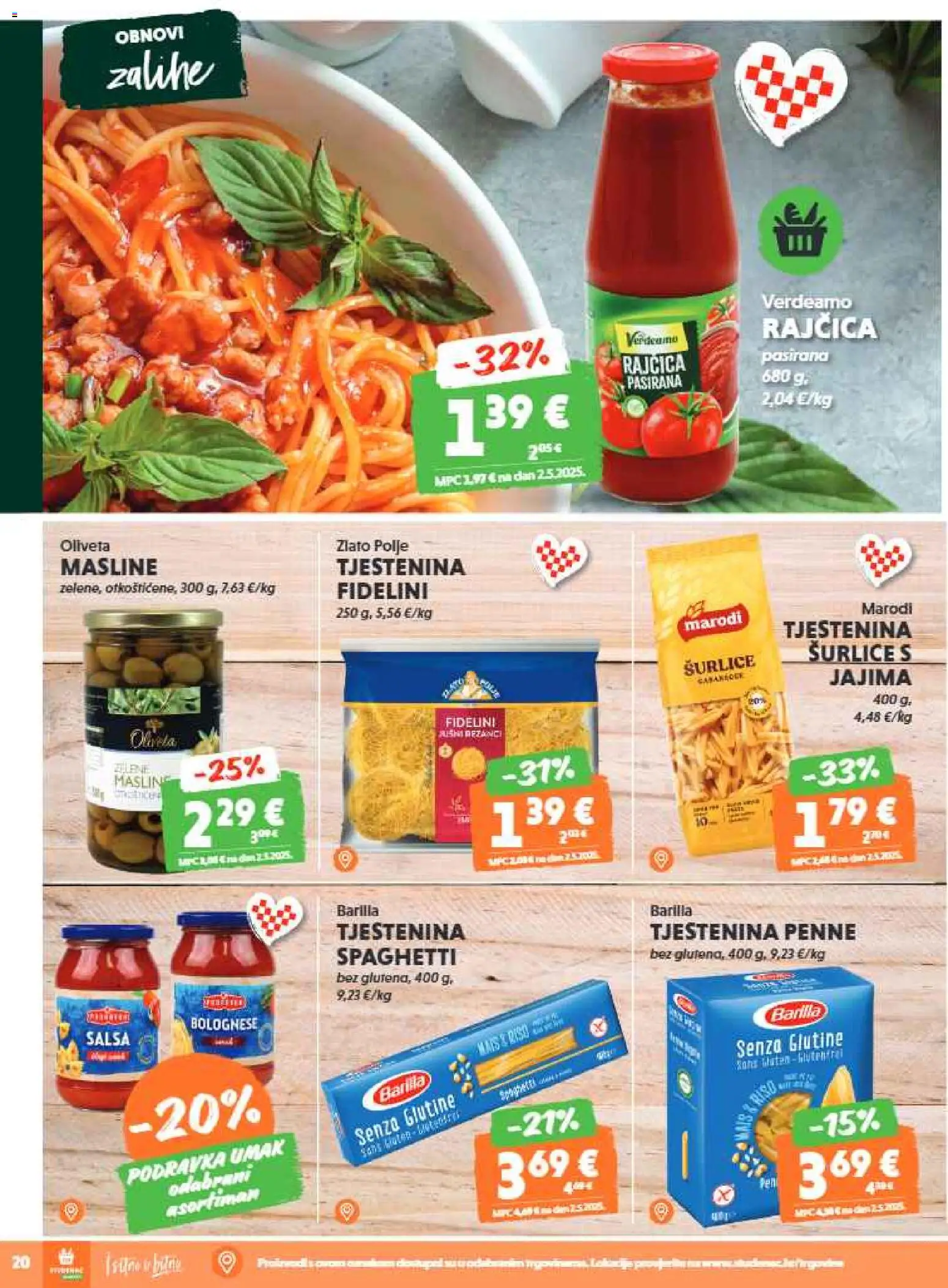 Studenac katalog | vrijedi od 07.01.2026 | Stranica: 20 | Proizvodi: Tjestenina, Umak, Rajčica, Barilla