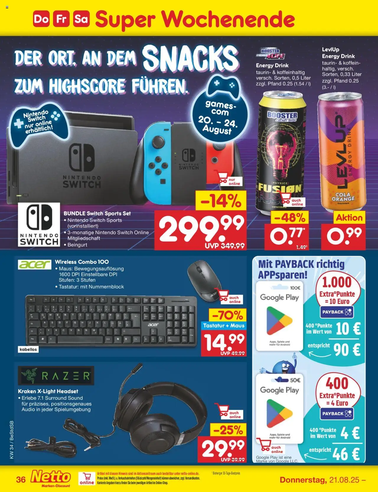 Netto Marken-Discount Prospekt 	 - gültig ab dem 18.08.2025 | Seite: 62 | Produkte: Energy, Headset, Maus, Tastatur