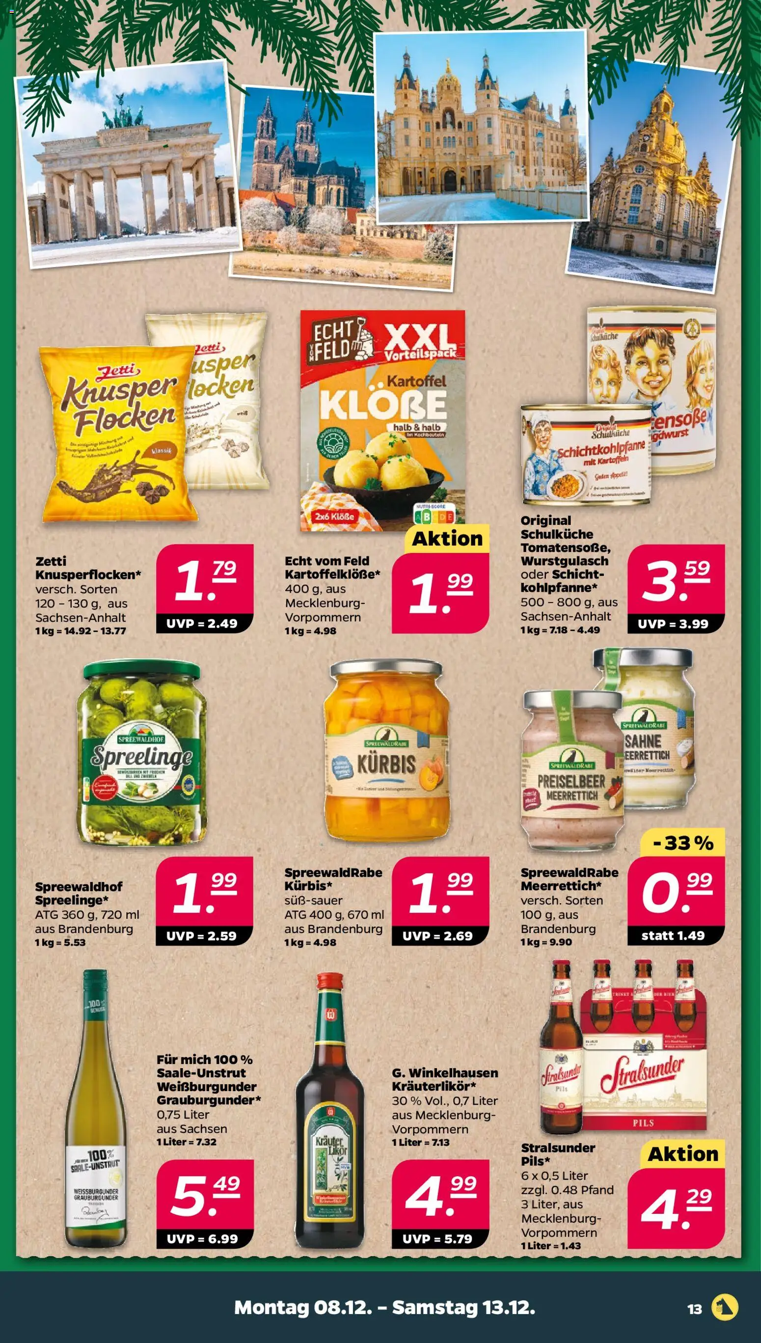 Netto Prospekt 	 – gültig ab 08.12.2025 | Seite: 13 | Produkte: Pils, Kartoffeln, Sahne, Flocken