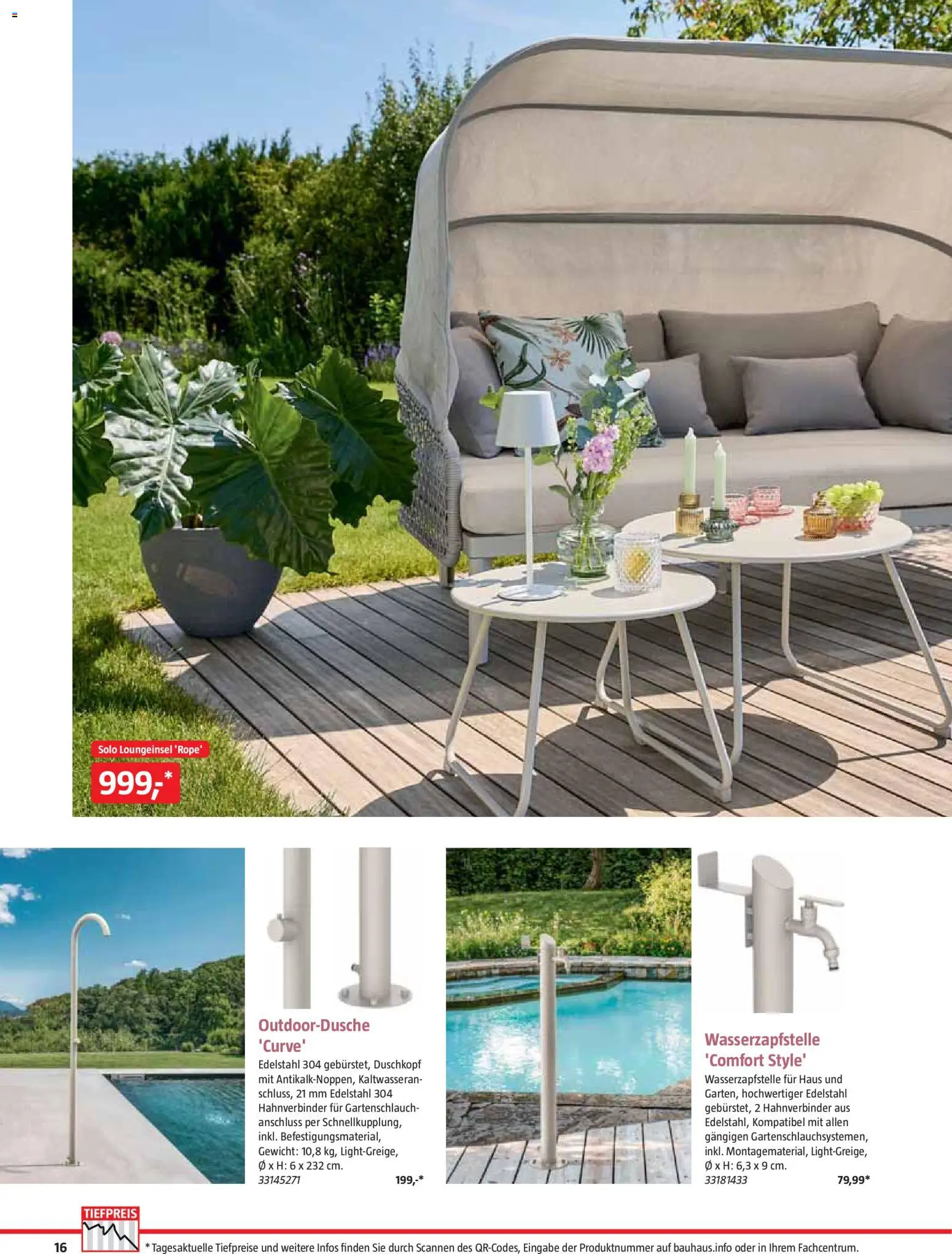 Bauhaus Freizeit im Garten – gültig ab 02.03.2026 | Seite: 16 | Produkte: Gewicht, Duschkopf