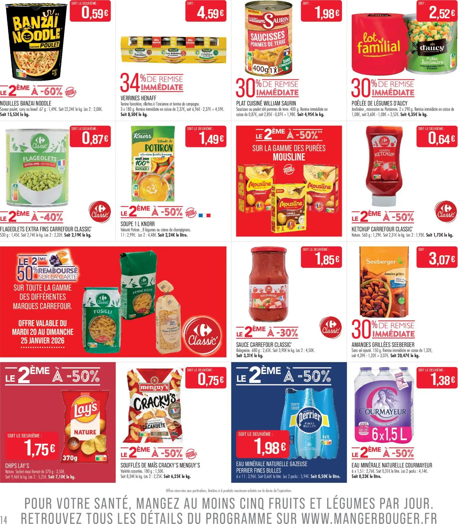 {H1} | Page: 14 | Produits: Soupe, Nouilles, Amandes, Pommes de terre