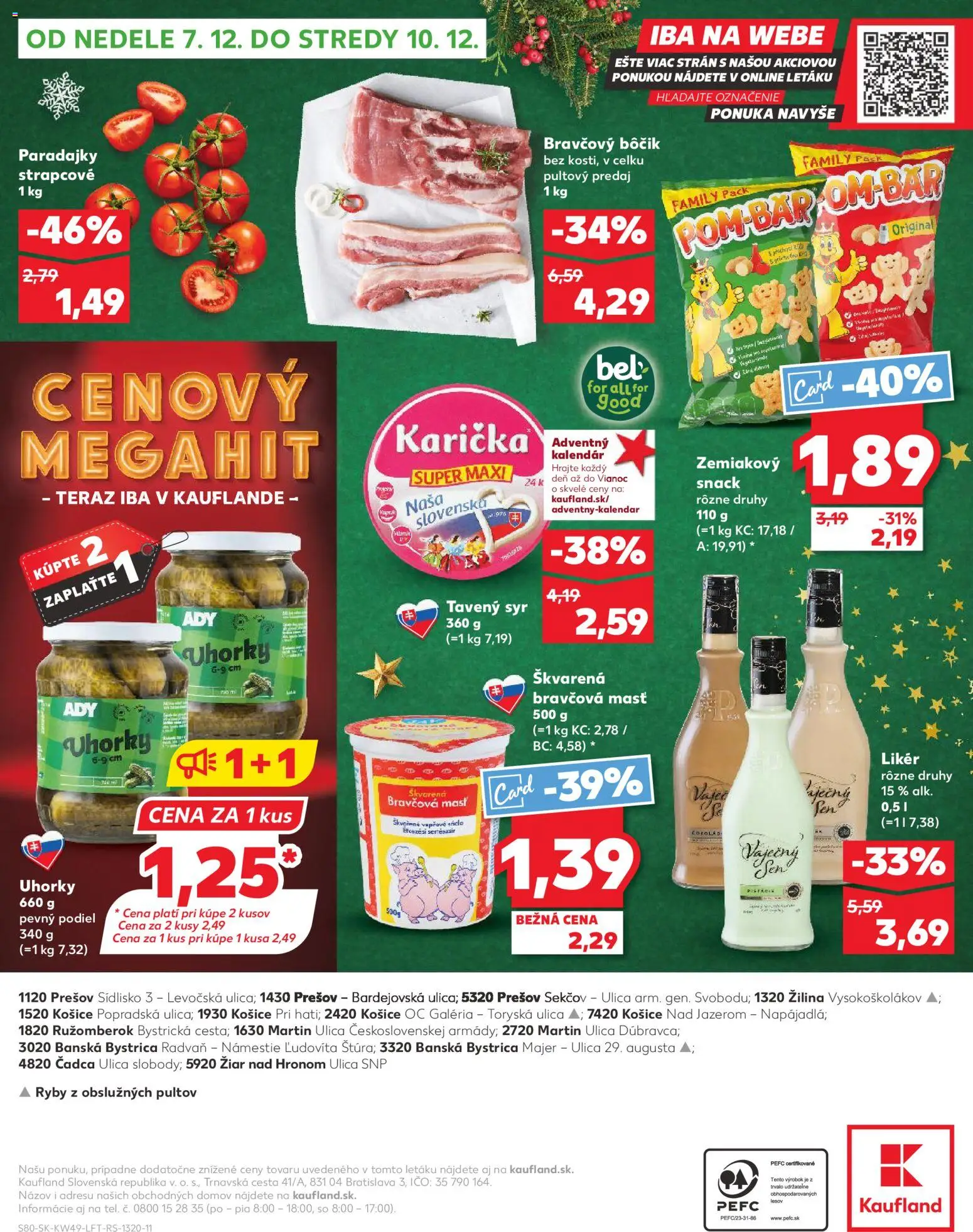 Nové Kaufland akcie – leták je platný od 04.12.2025 | Strana: 80 | Produkty: Syr, Ryby, Bravčový bôčik, Uhorky