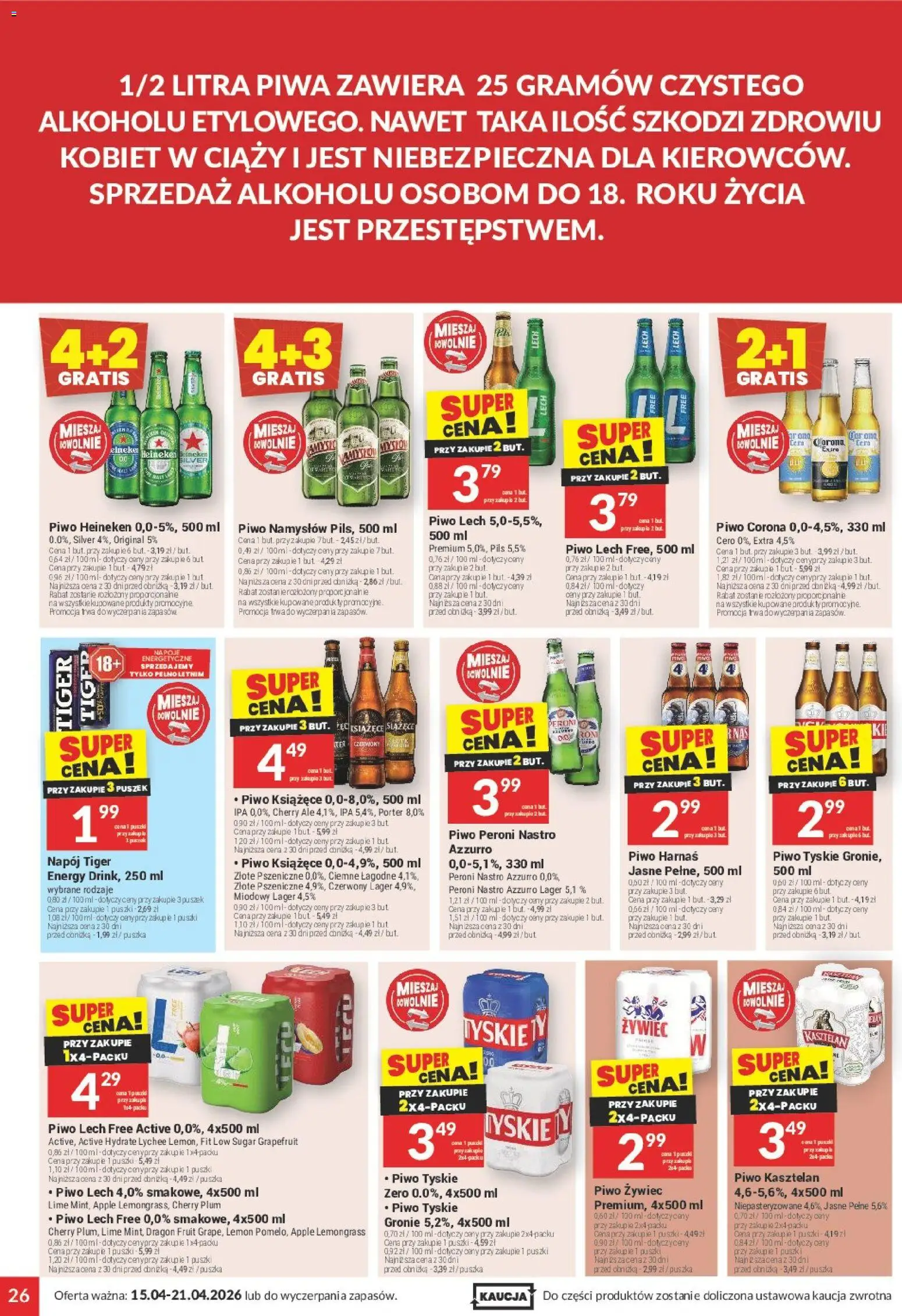 Twój Market gazetka od 15.04.2026 | Strona: 26 | Produkty: Harnaś, Piwo, Piwo Namysłów, Heineken