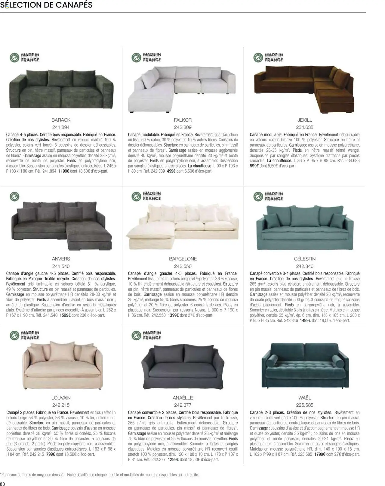 {H1} | Page: 82 | Produits: Pinces, Canapé convertible, Sommier, Canapé