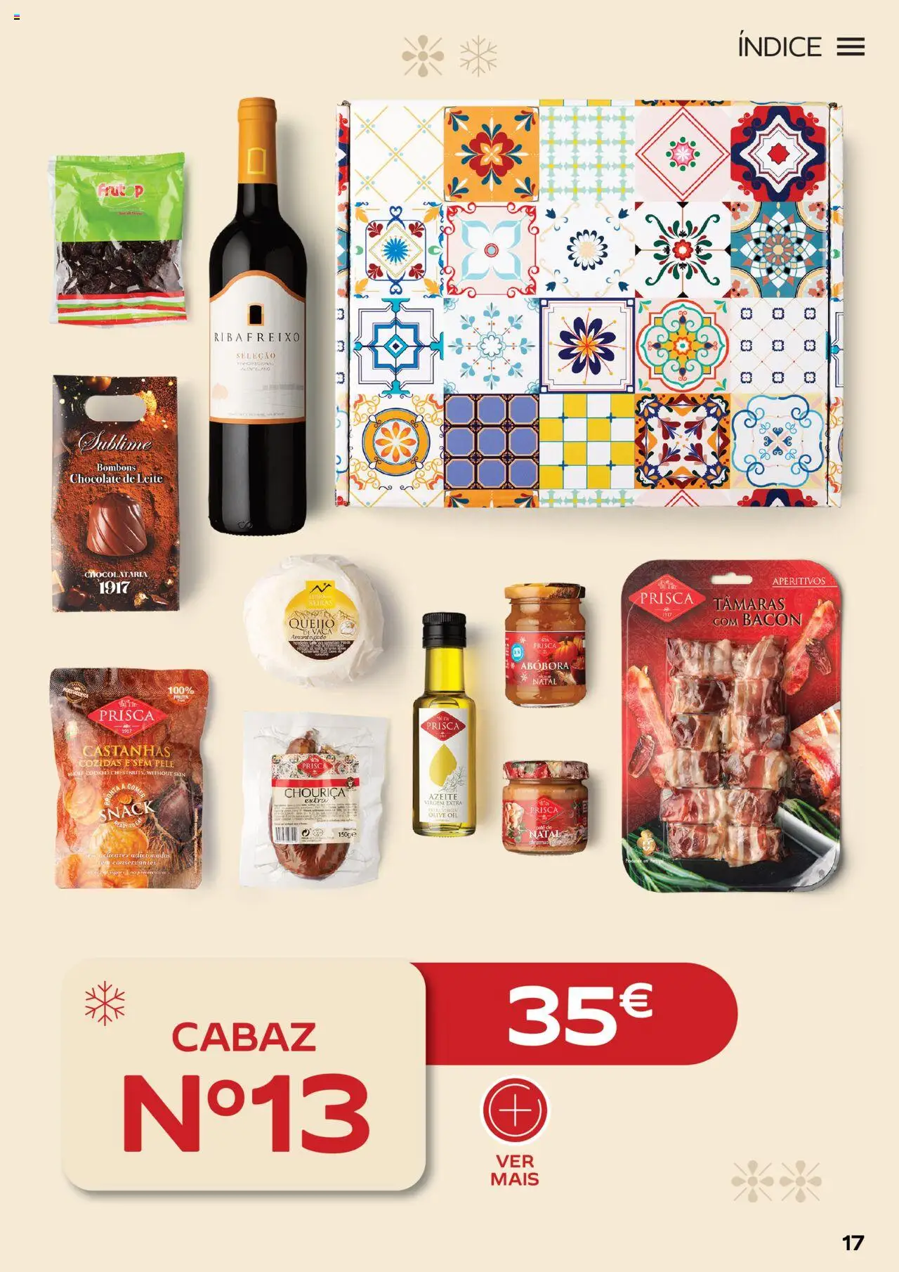 Continente - Cabazes de Natal │ válido de 06.10.2025 | Página: 17 | Produtos: Bacon, Castanhas, Leite, Queijo
