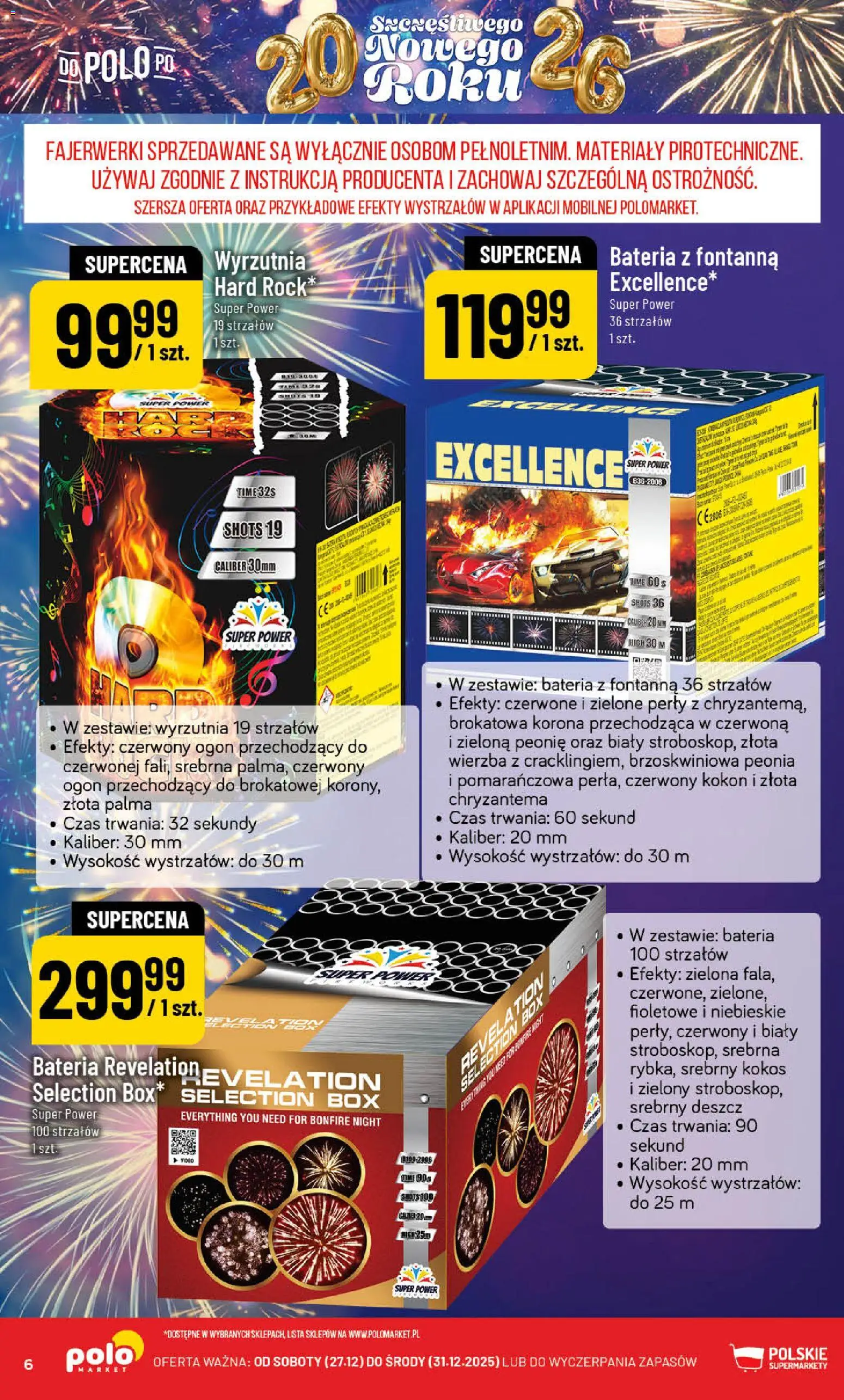 POLOmarket Gazetka od 27.12.2025 | Strona: 6 | Produkty: Wyrzutnia, Fajerwerki, Bateria