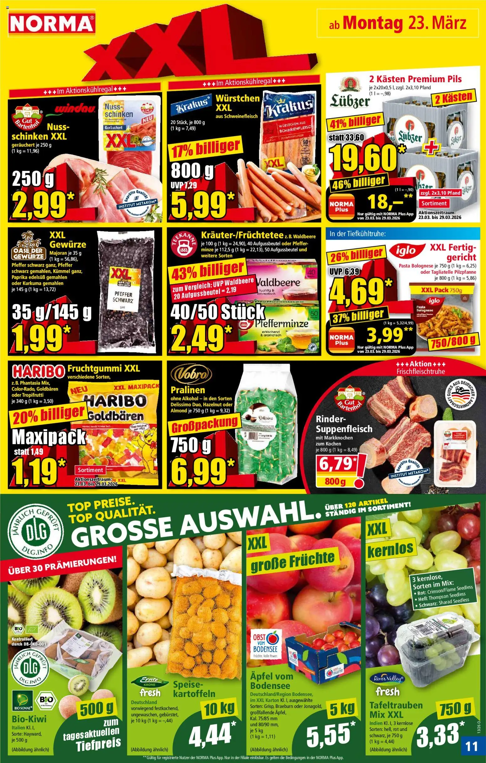 Norma Prospekt 	 – gültig ab 23.03.2026 | Seite: 11 | Produkte: Top, Obst, Suppenfleisch, Schweinefleisch