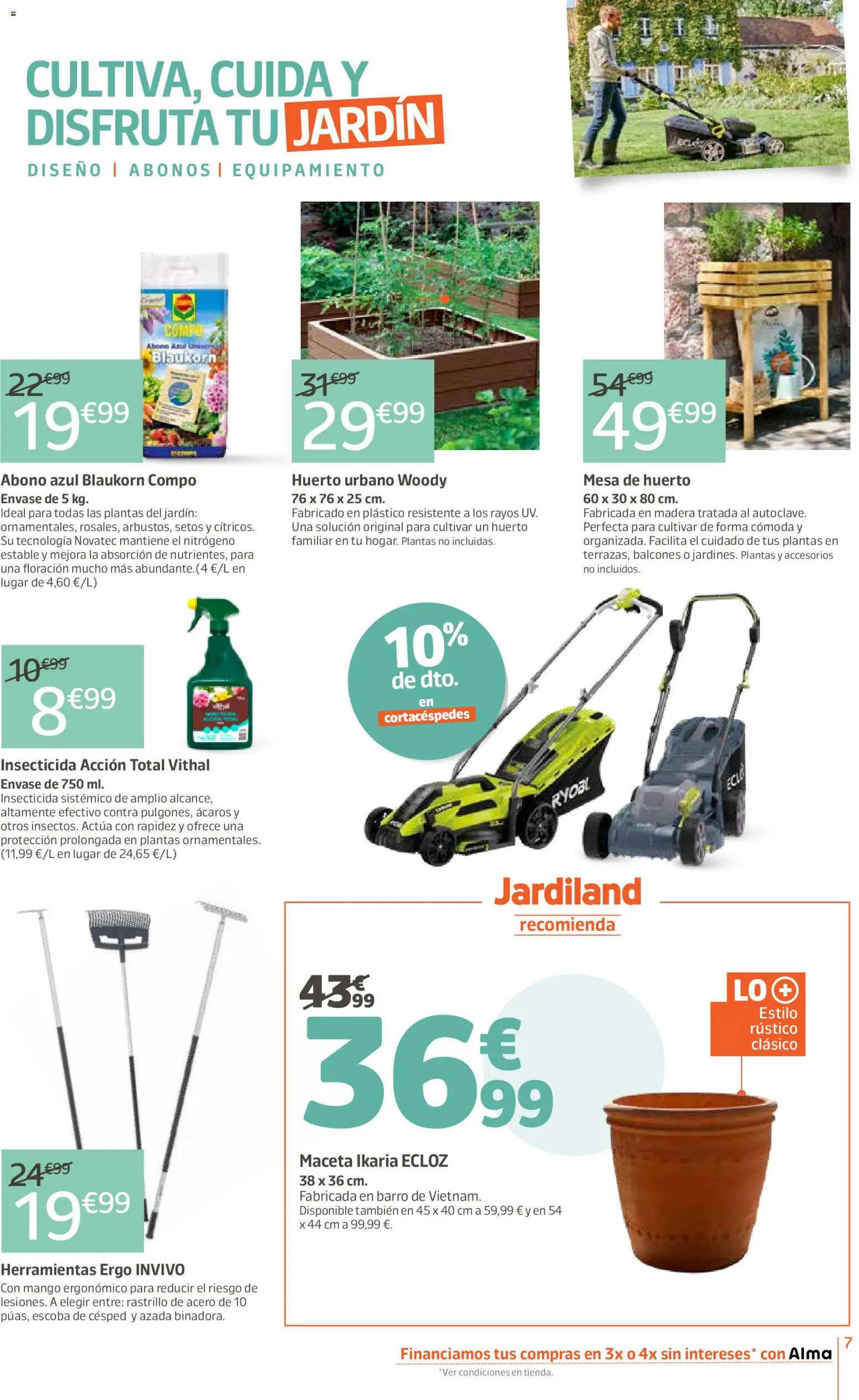 Jardiland folleto │ válido desde el 02.04.2026 | Página: 7 | Productos: Rastrillo, Escoba, Mesa, Maceta