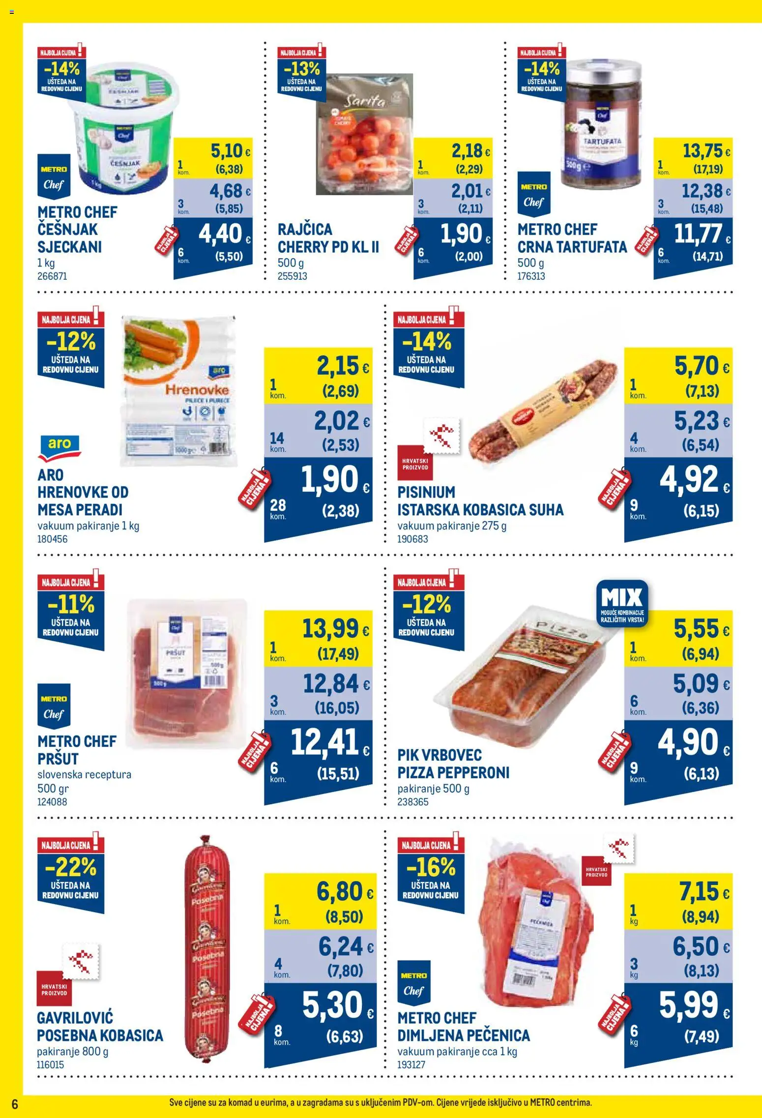 Metro katalog | vrijedi od 01.04.2026 | Stranica: 6 | Proizvodi: Pizza, Kobasica, Pik Vrbovec, Rajčica