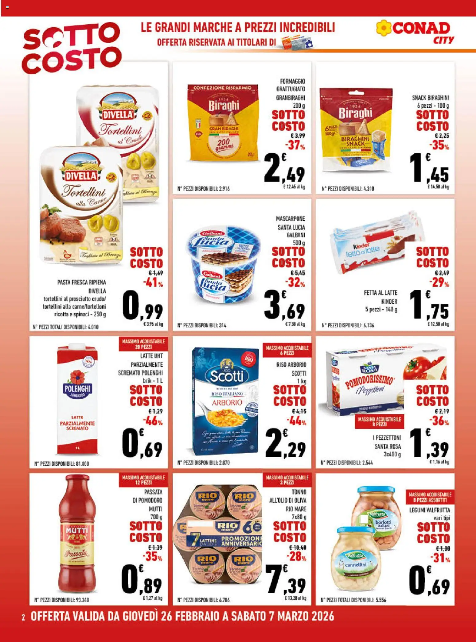 Volantino Conad del 26.02.2026 | Pagina: 2 | Prodotti: Cannellini, Olive, Ricotta, Mutti passata