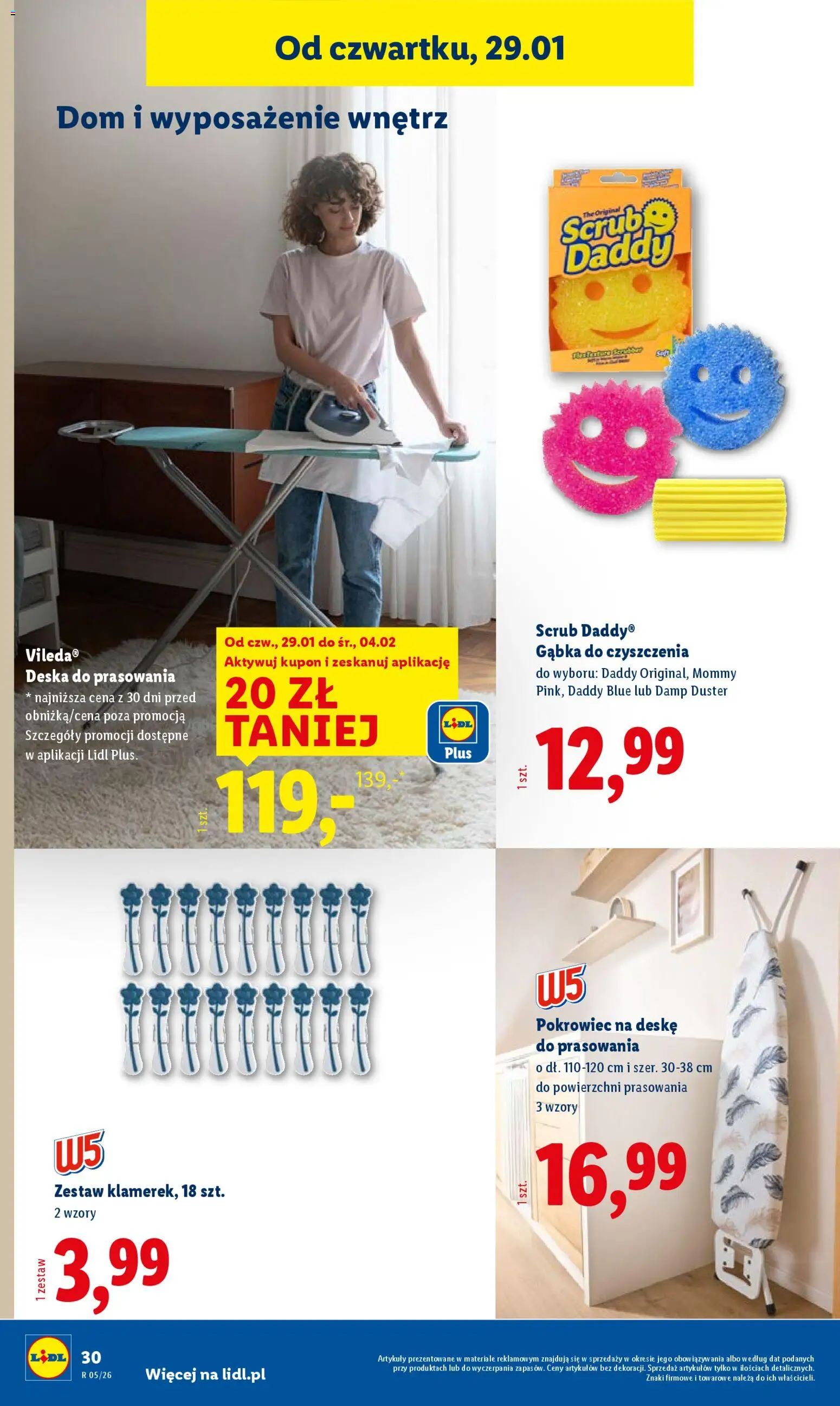 Lidl Katalog od 26.01.2026 | Strona: 34 | Produkty: Deska do prasowania vileda, Deska do prasowania, Gąbka, Vileda