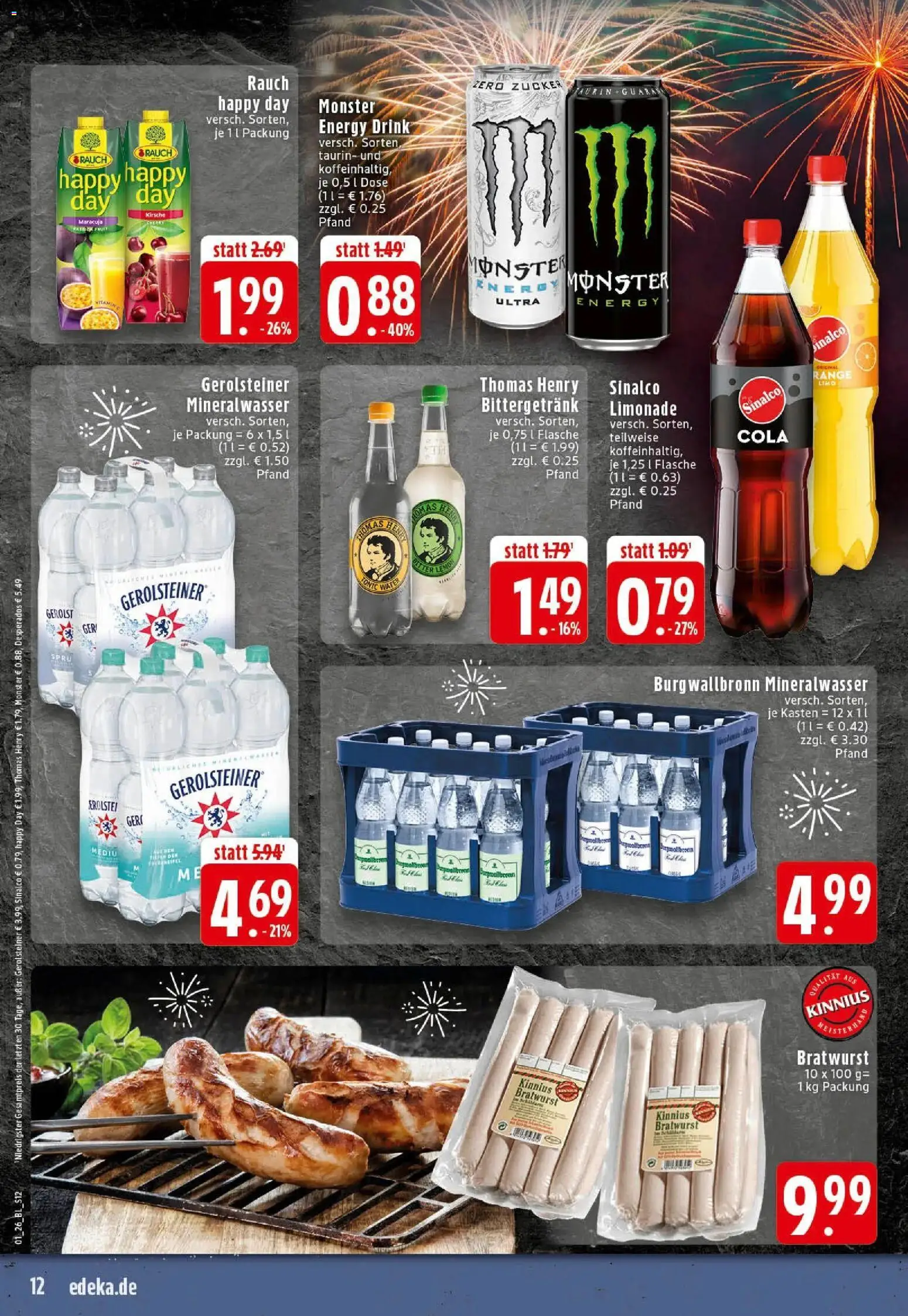 Edeka prospekt Rheine	 – gültig ab 28.12.2025 | Seite: 12 | Produkte: Sinalco, Cola, Bratwurst, Mineralwasser