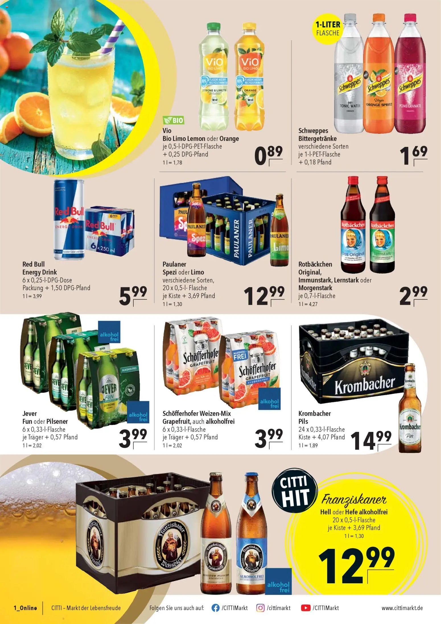 CITTI Markt Prospekt 	 – gültig ab 18.02.2026 | Seite: 12 | Produkte: Energy, Schweppes, Grapefruit, Paulaner