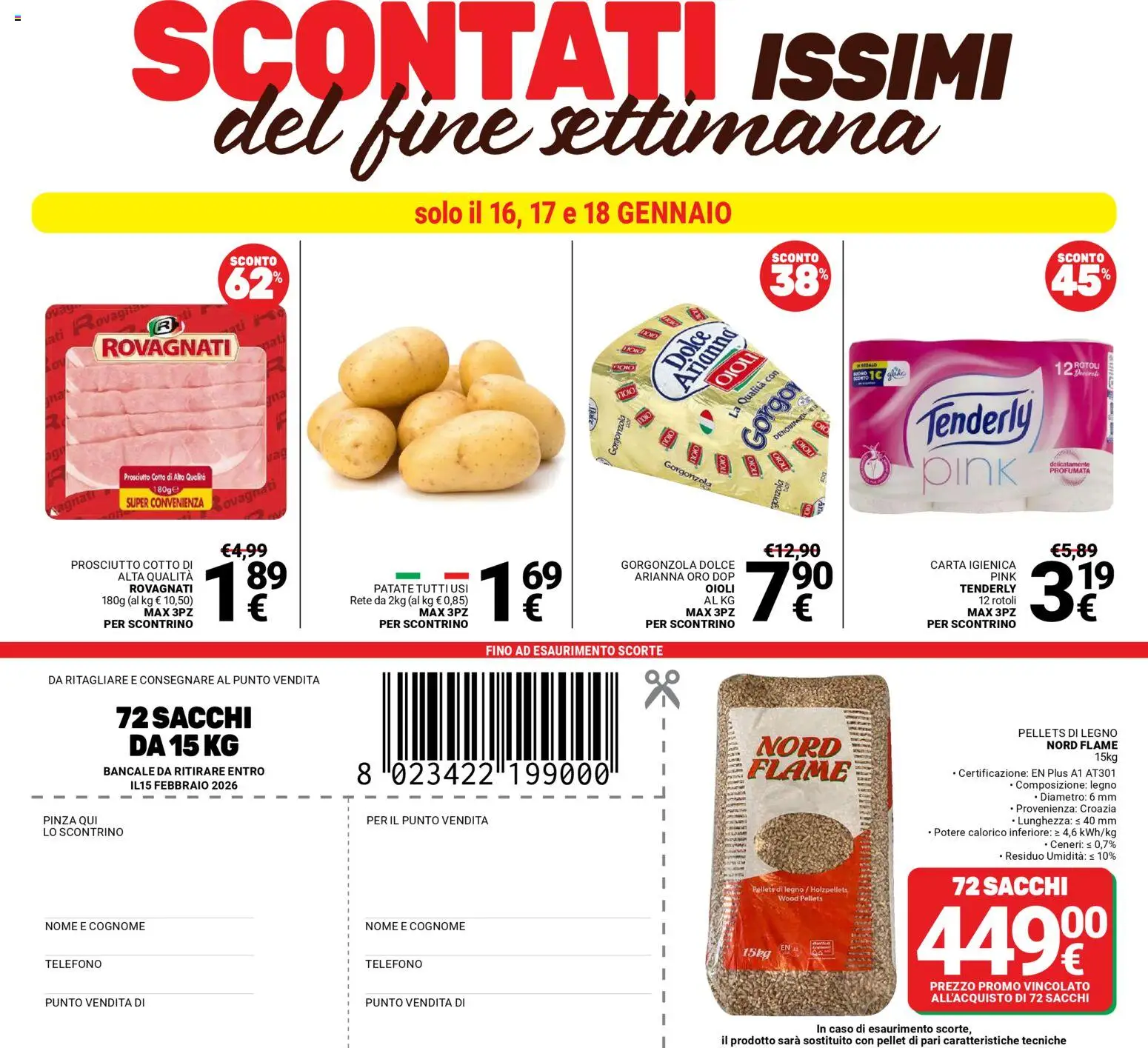 Volantino Gulliver del 13.01.2026 | Pagina: 40 | Prodotti: Prosciutto Cotto, Carta igienica, Patate, Prosciutto