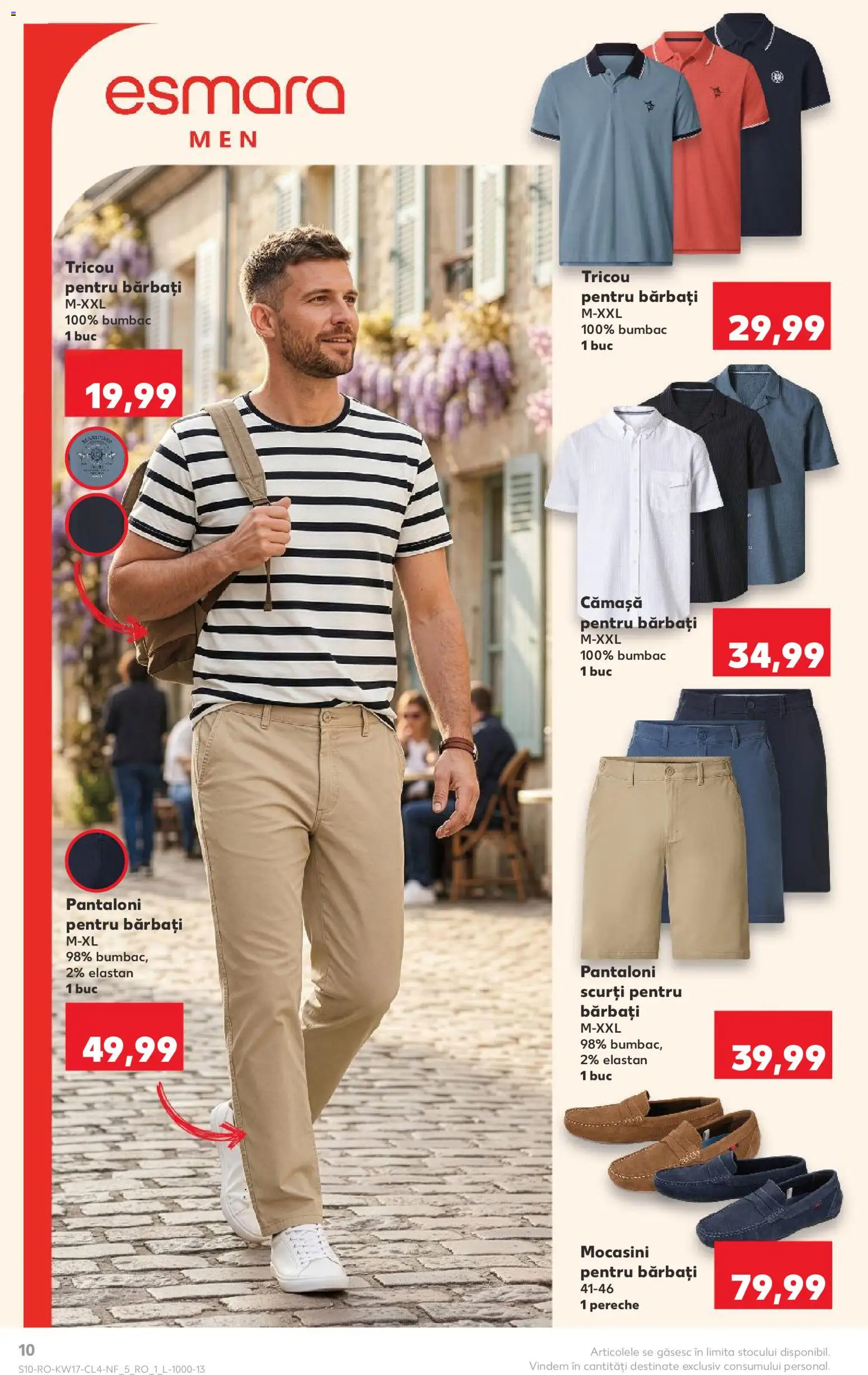Noul catalog Kaufland – valabil de la 22.04.2026 | Pagină: 10 | Produse: Tricou, Pantaloni, Pantaloni scurți, Mocasini