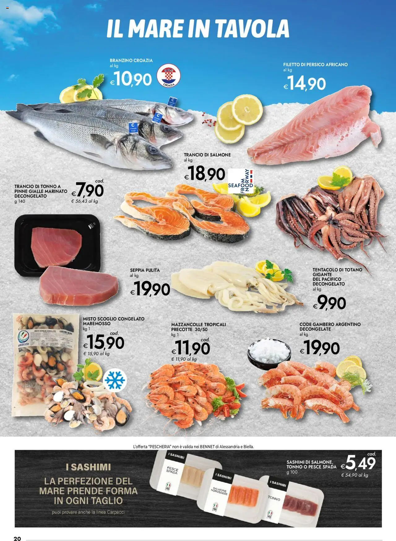 Volantino bennet del 11.09.2025 | Pagina: 20 | Prodotti: Salmone, Tonno, Totano, Pesce spada
