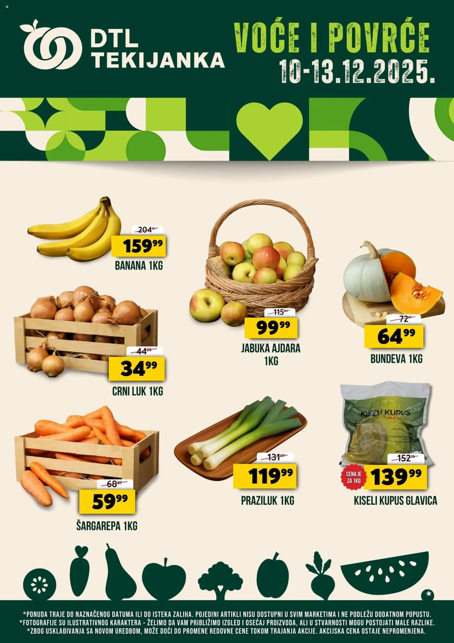 Tekijanka katalog - važi od 10.12.2025 | Strana: 1 | Proizvode: Šargarepa, Kiseli kupus, Crni luk, Kupus