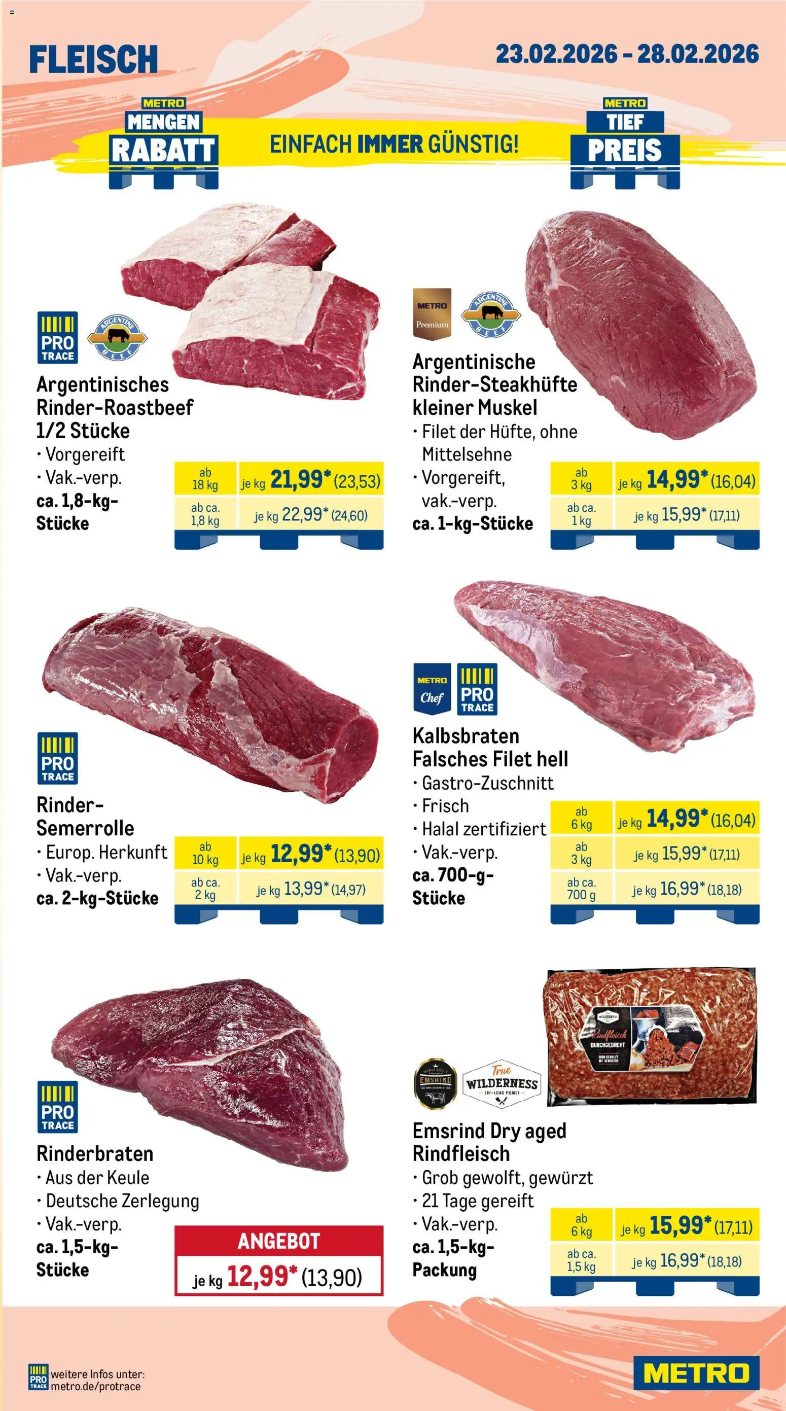 Metro Prospekt 	 – gültig ab 23.02.2026 | Seite: 3 | Produkte: Rinderbraten, Rindfleisch, Fleisch